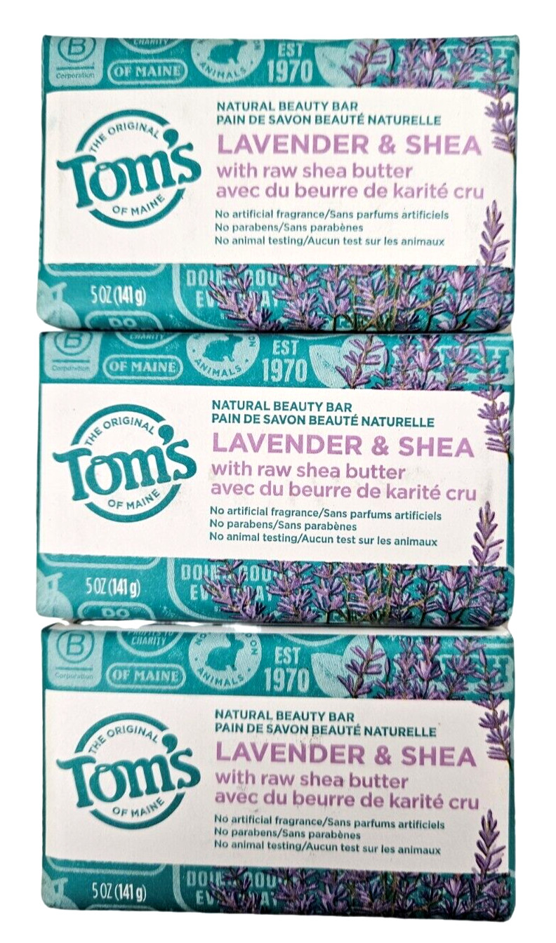 Tom’s of Maine Beauty Bar LAVENDER & SHEA 5oz ( 3 bars )
