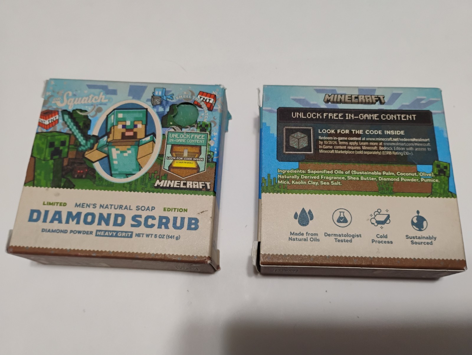 Dr. Squatch Minecraft Natural Soap Diamond Scrub Limited Edition LOT of 2 NEW