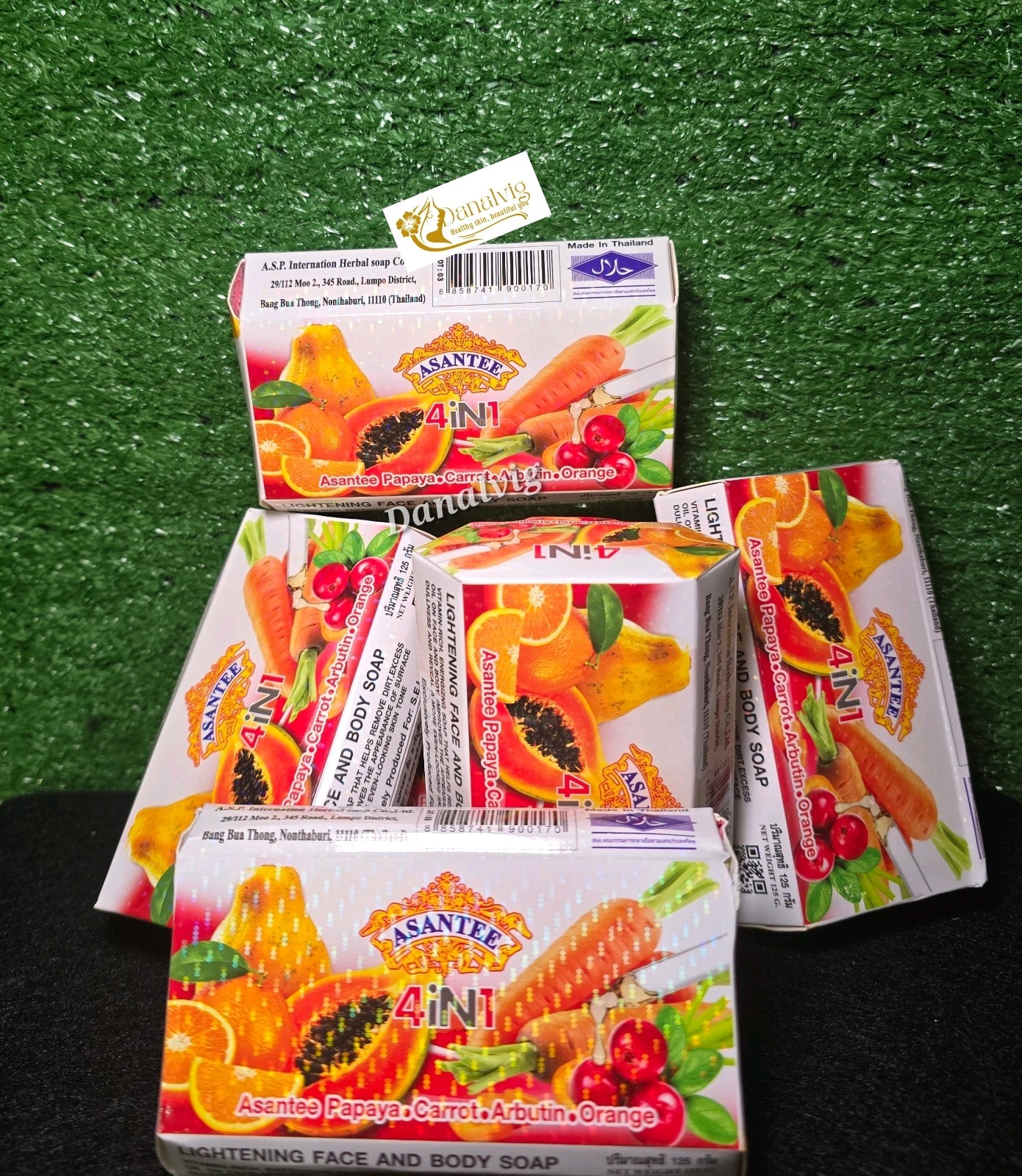 5 Asantee Papaya, Carrot, Arbutin Thailand Herbal Lightening 2 In 1 Soap Extra O