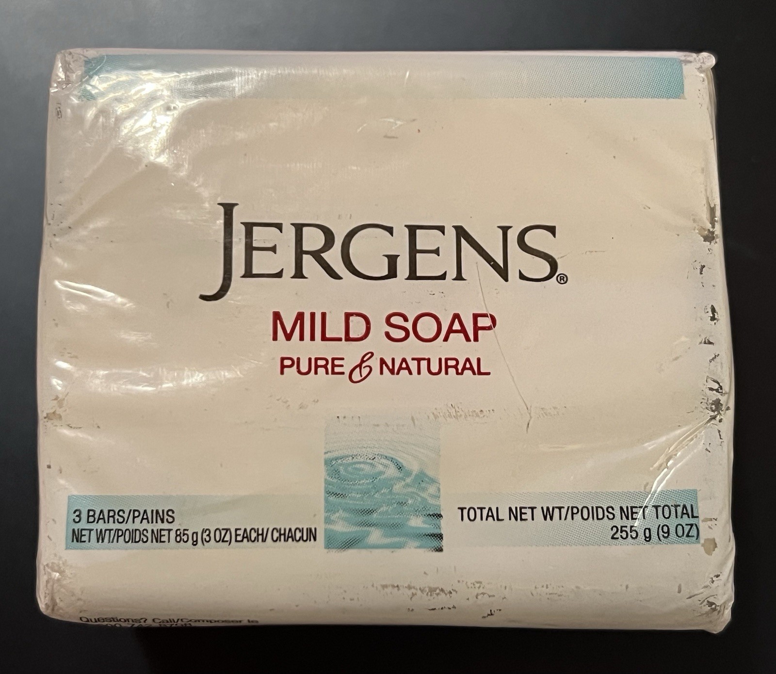 Jergen Mild Bar Soap/Pure & Natural Discontinued 3-Bar Pack/3ozs Each New