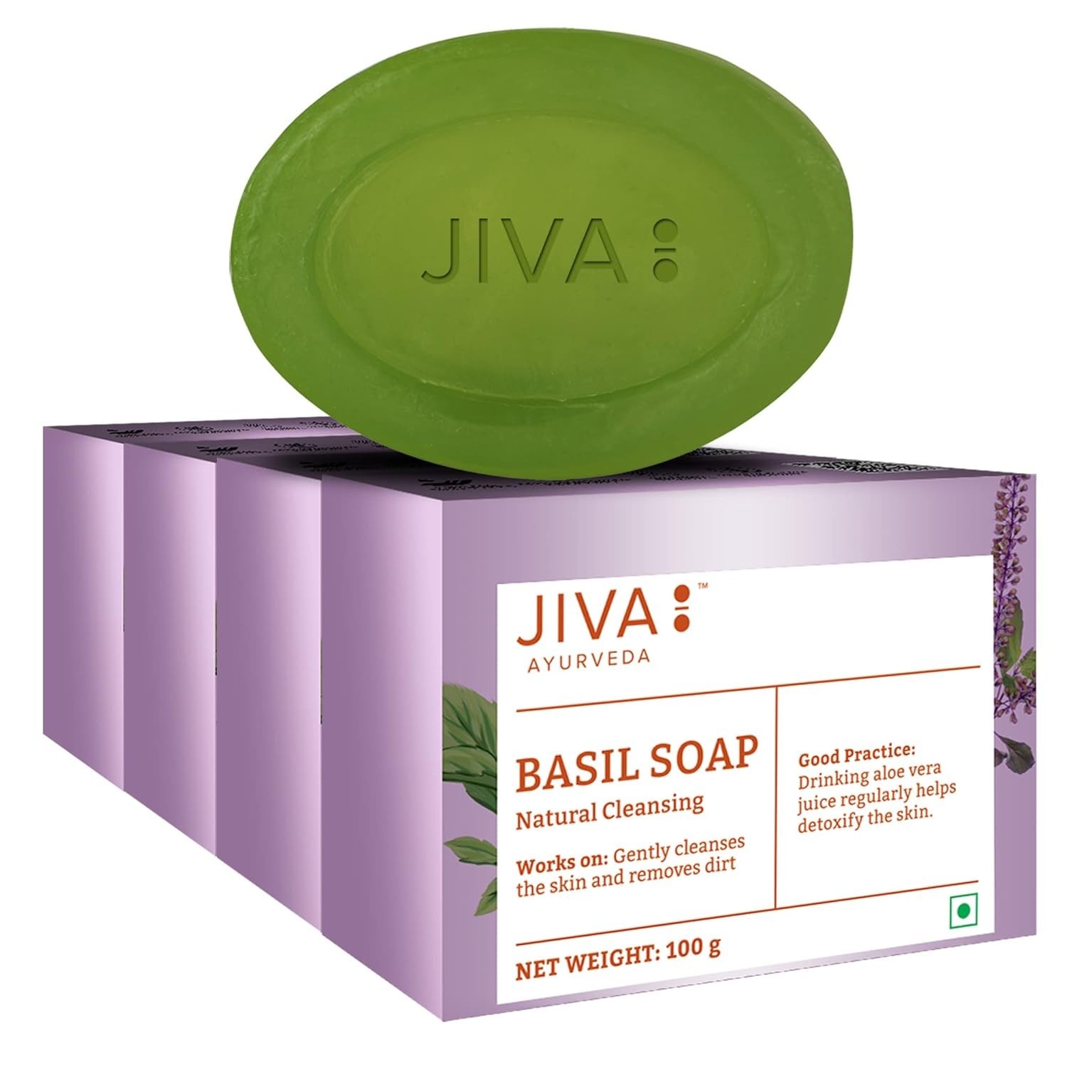 Basil Soap 100gm | Helps With Acne, Pimples, Rashes And Blemishes (Pack Of 4)