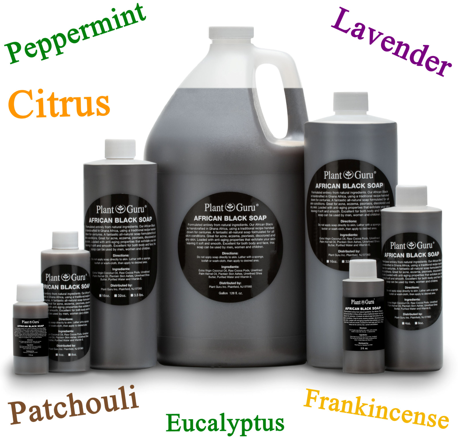 SCENTED African Black Soap Liquid Raw 100% Pure Organic Natural Body Face Wash