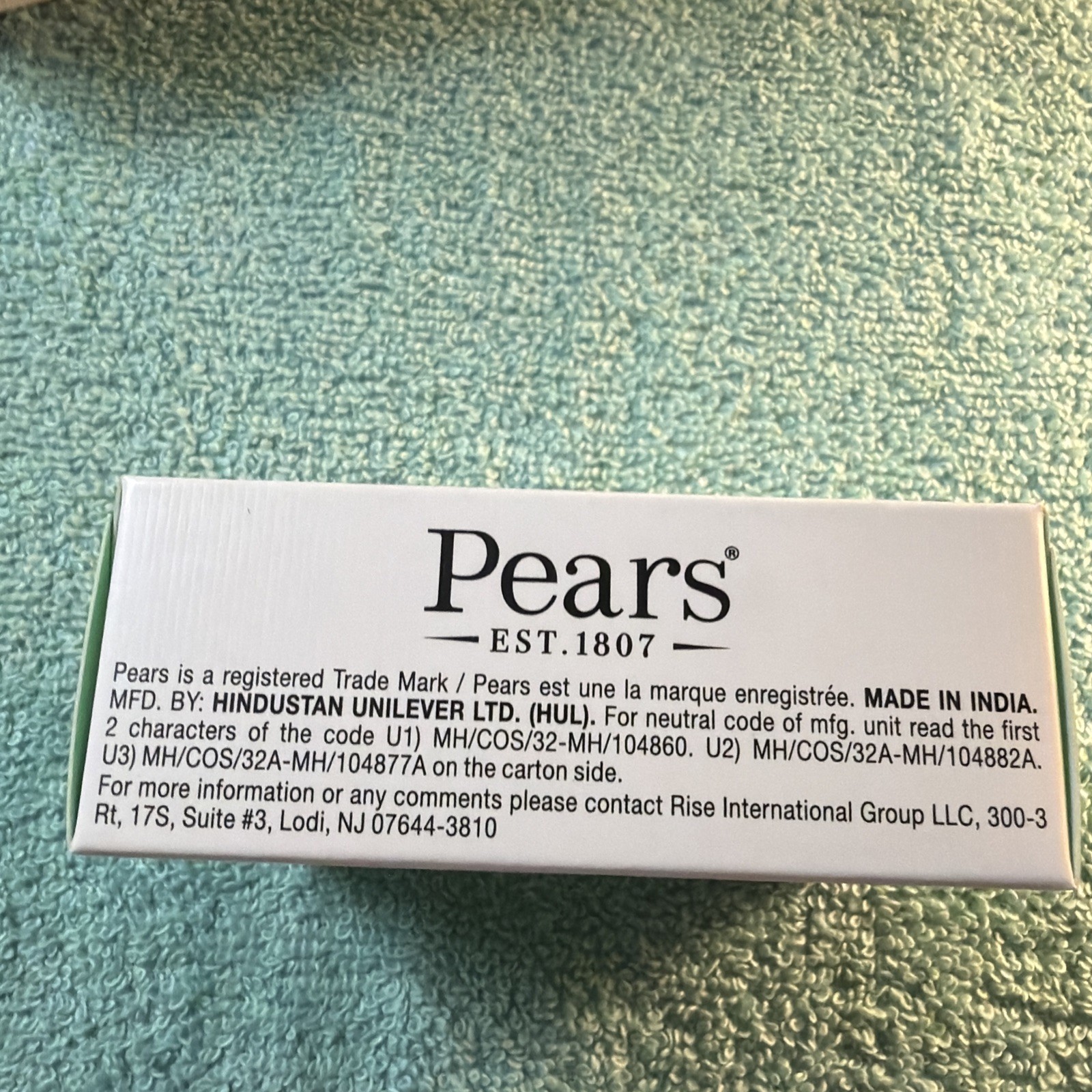 14 PEARS 100g TRANSPARENT SOAP BAR PURE & GENTLE LEMON FLOWER EXTRACTS Color Grn