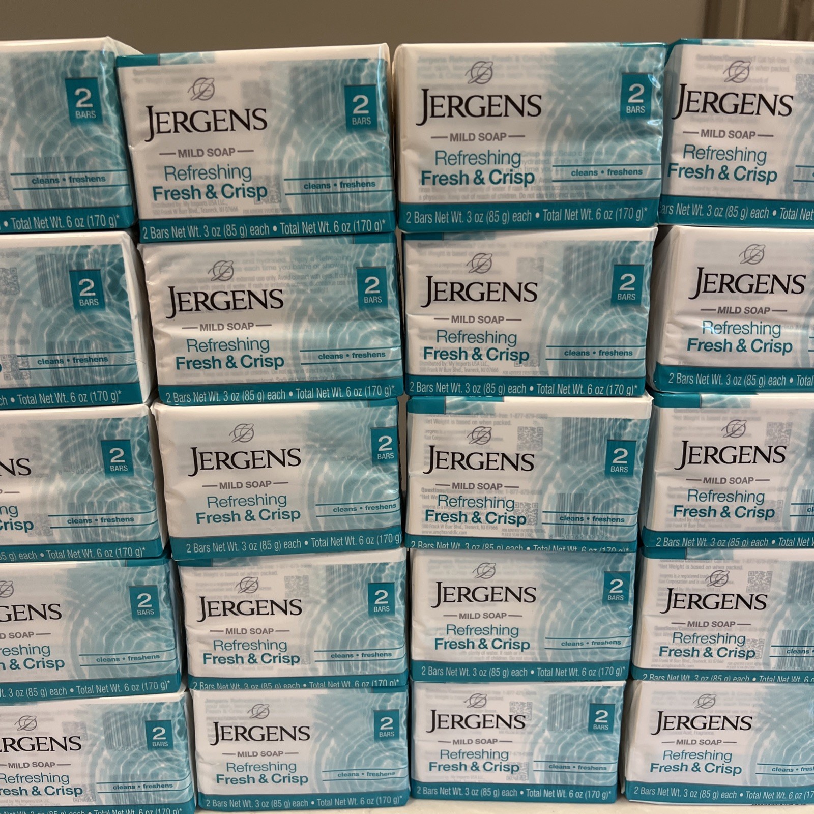 Jergens Mild Bar Soap Refreshing Fresh And Crisp, 3 Oz each, 20 Pack-40 Bars