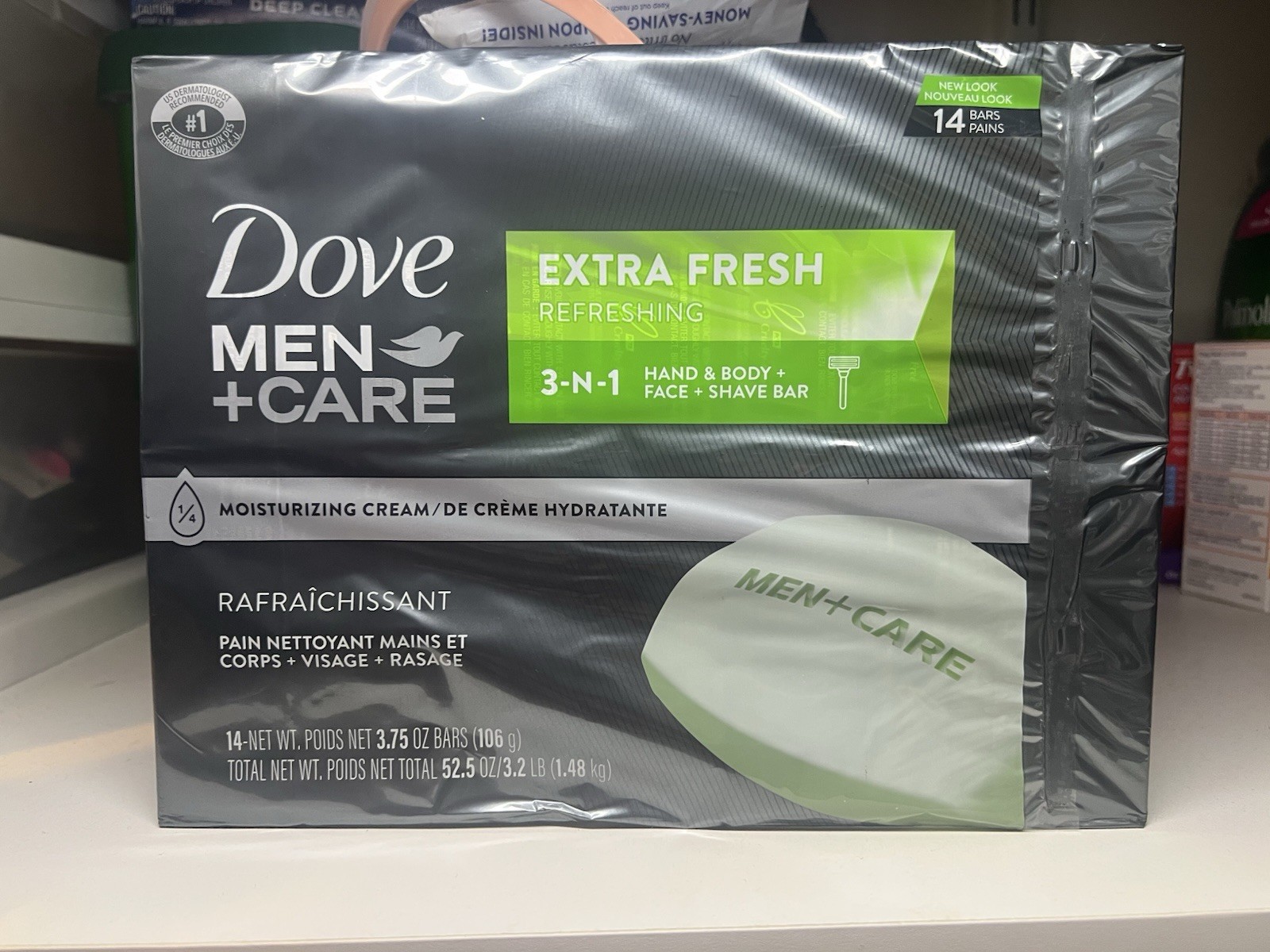 Dove Men+Care Body And Face Bar Soap, Extra Fresh 14 Bars SEALED BOX