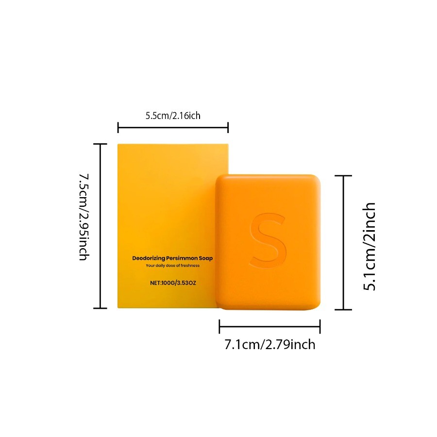1-5PC Swarva Persimmon Soap Bar Body Odor Control Deodorant Soap for Men & Women