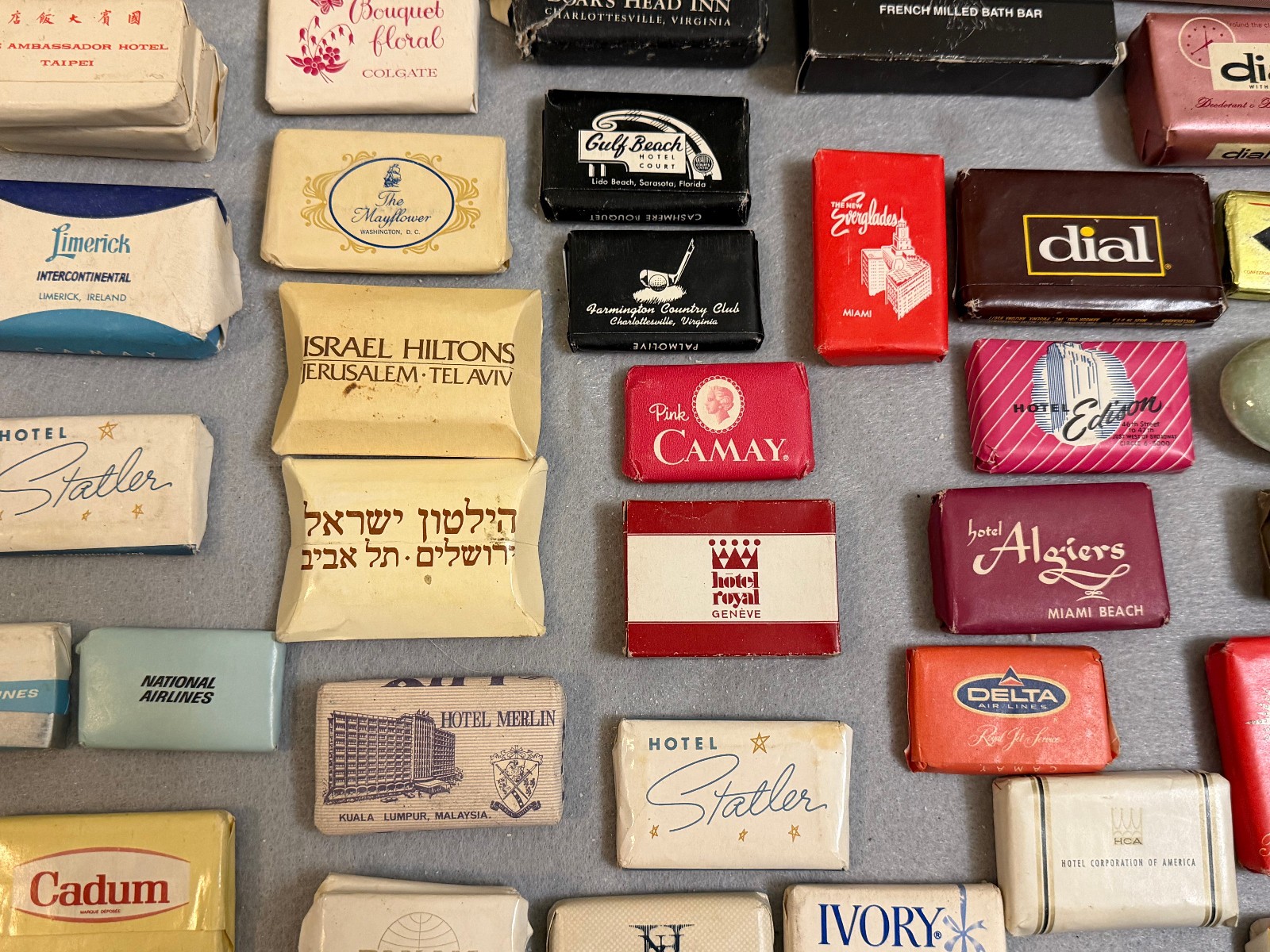 Large Vintage Lot 150+ Hotel Motel Airline Mini Bar Bath Soaps Around World Wide