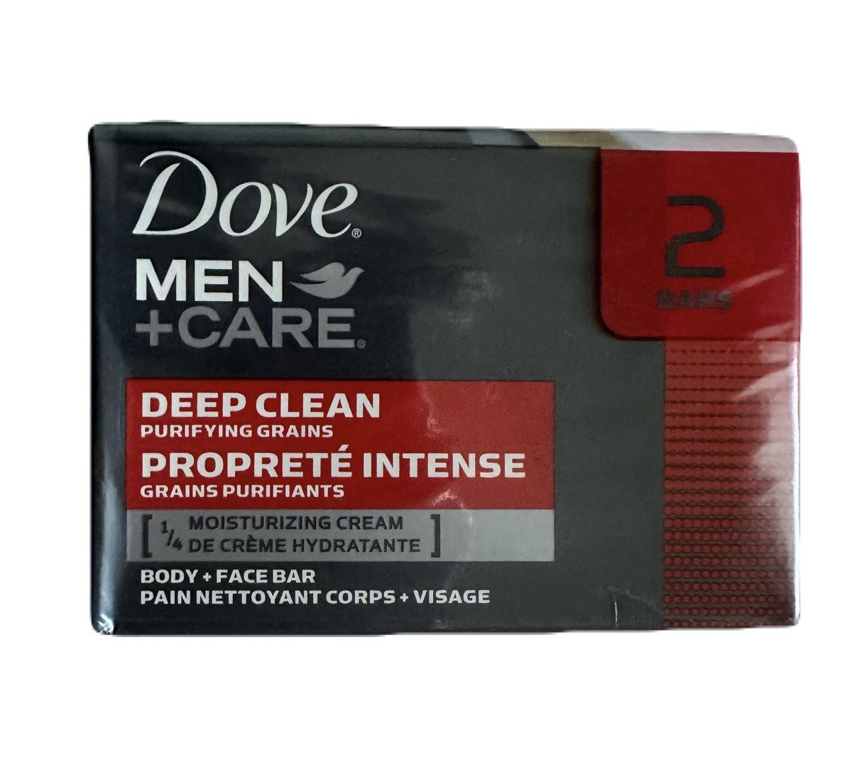 Dove Men + Care Body and Face Bar Soap Deep Clean Purifying Grains 2 Bar 4 Ounce
