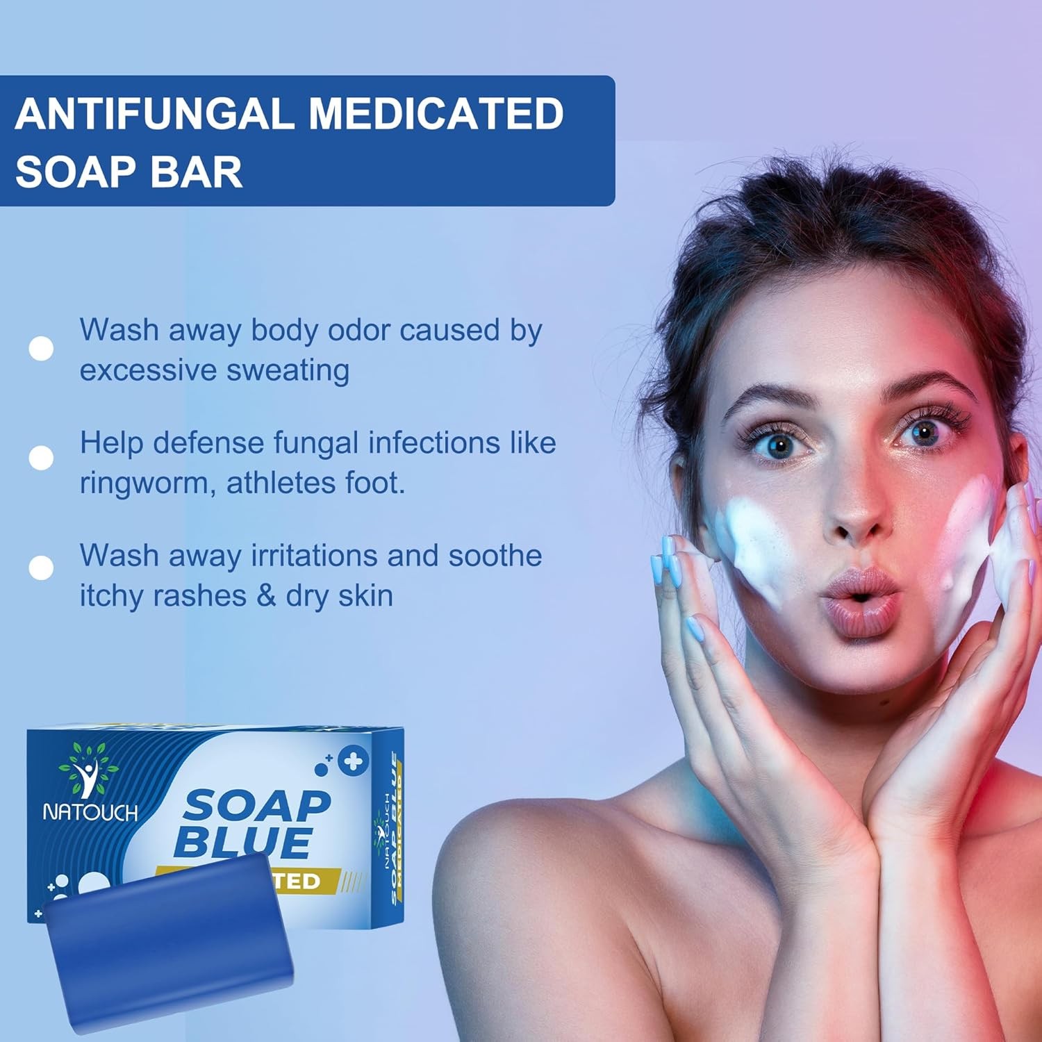 Antifungal Medicated Soap Bar, Tea Tree Oil Body Soap Bar, Athletes Foot Jock It