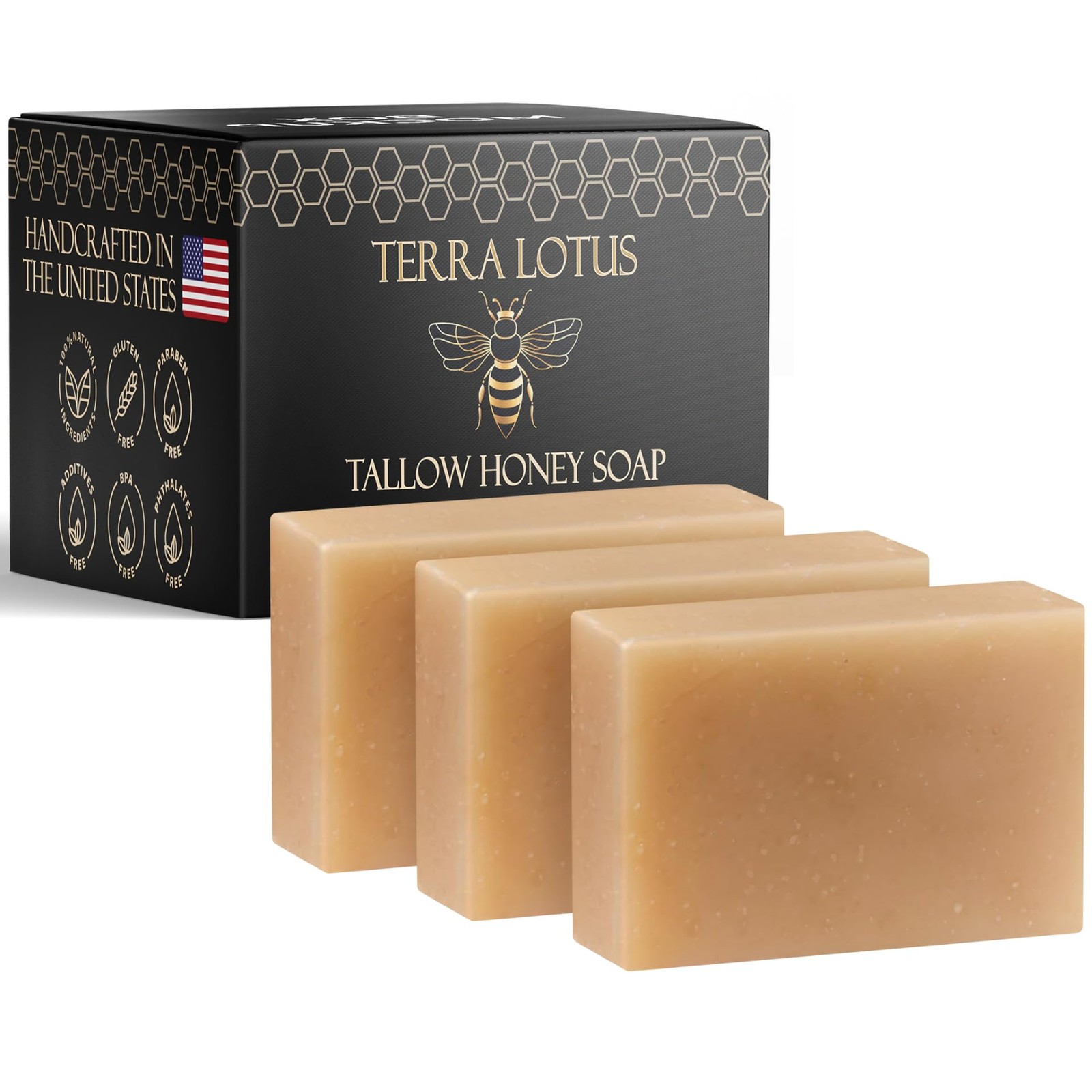 Terra Lotus – Organic Tallow Soap with Castor 3.5 Ounce (Pack of 3)