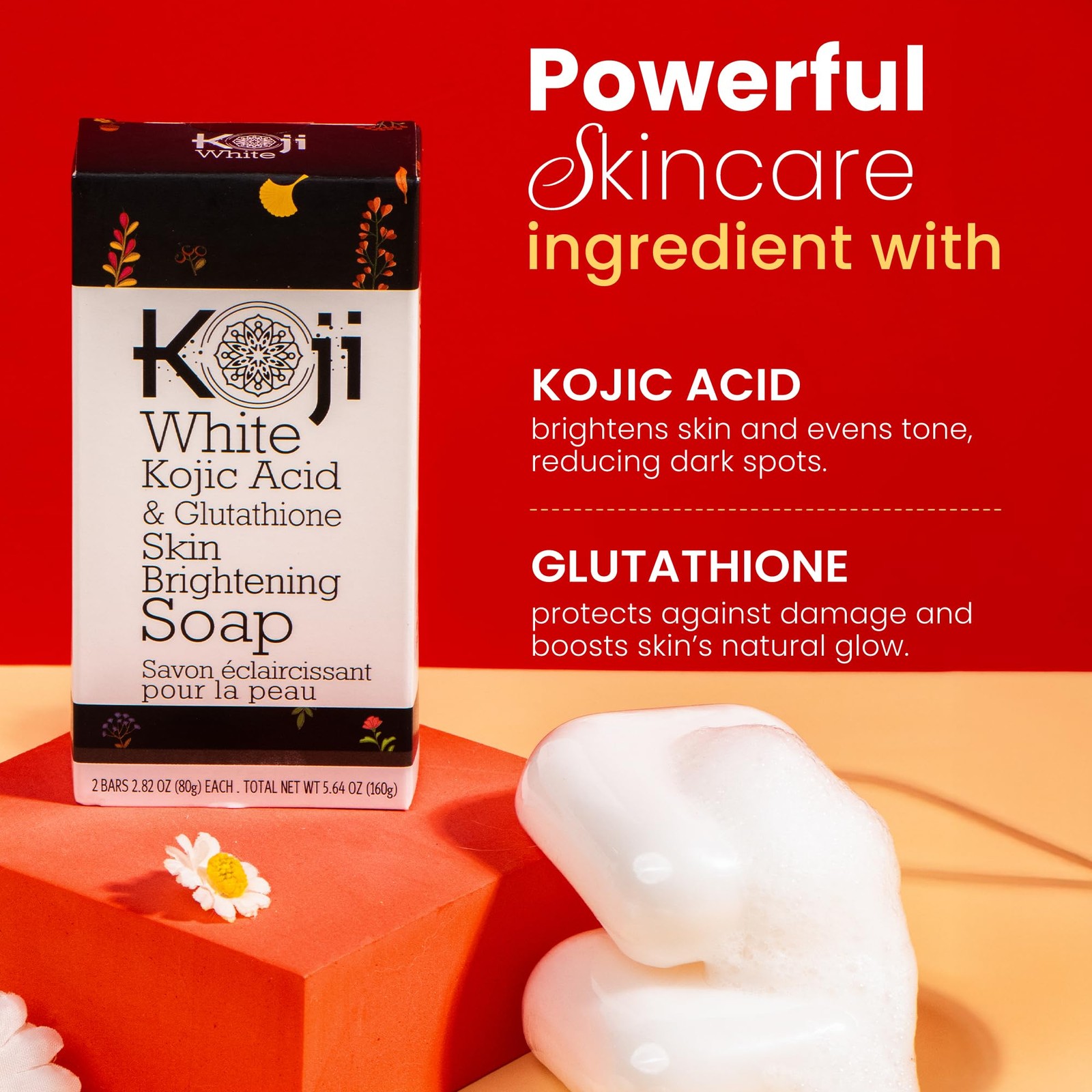 Koji White Kojic Acid & Glutathione Skin Brightening Soap for Body & Face