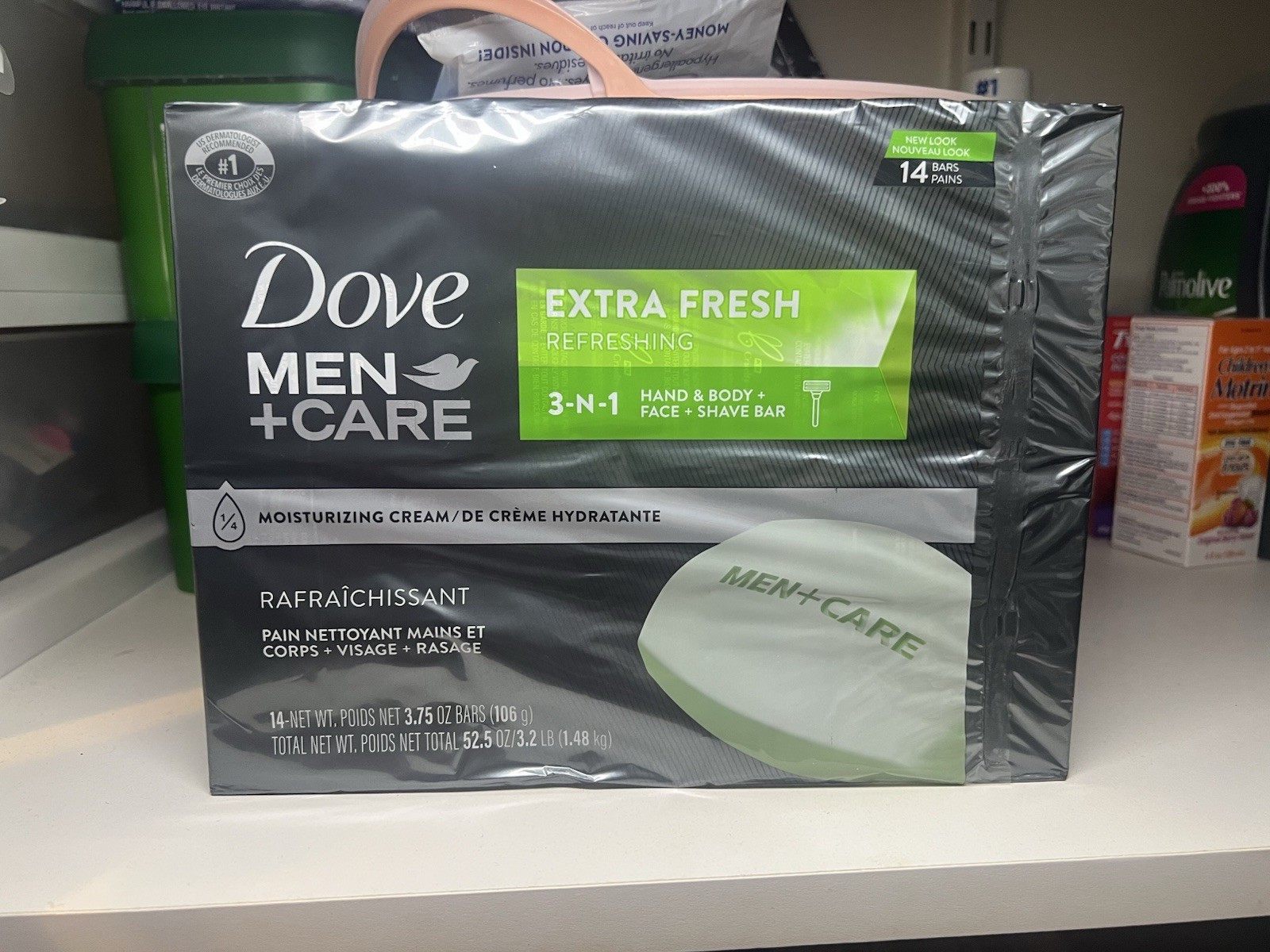 Dove Men+Care Body And Face Bar Soap, Extra Fresh 14 Bars SEALED BOX