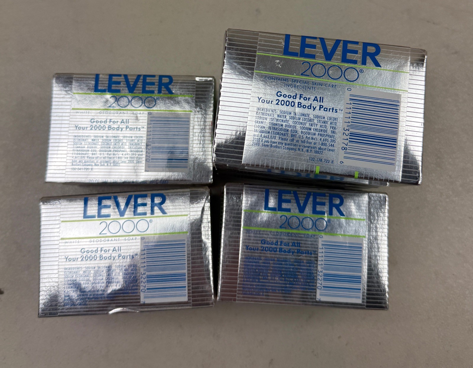 LEVER 2000 Original Bar Bath Soap Lot 10 White Vintage Silver Box NEW