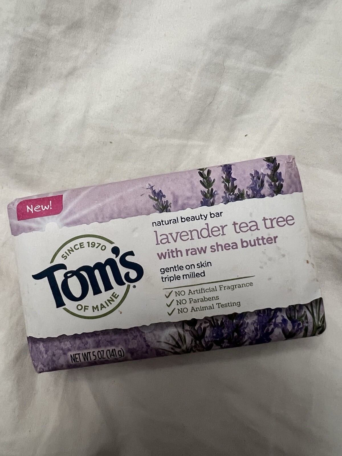 TOM’S Natural Beauty Bar Soap Lavender And Shea With Raw Shea Butter 5 Oz