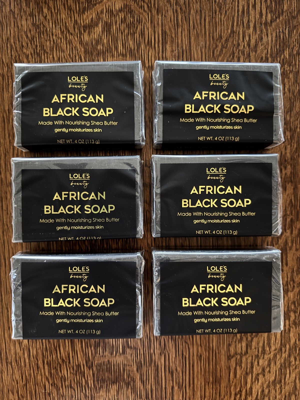 (6) Bars AFRICAN BLACK SOAP Detoxify Acne Eczema Soothing Shea Butter & Charcoal