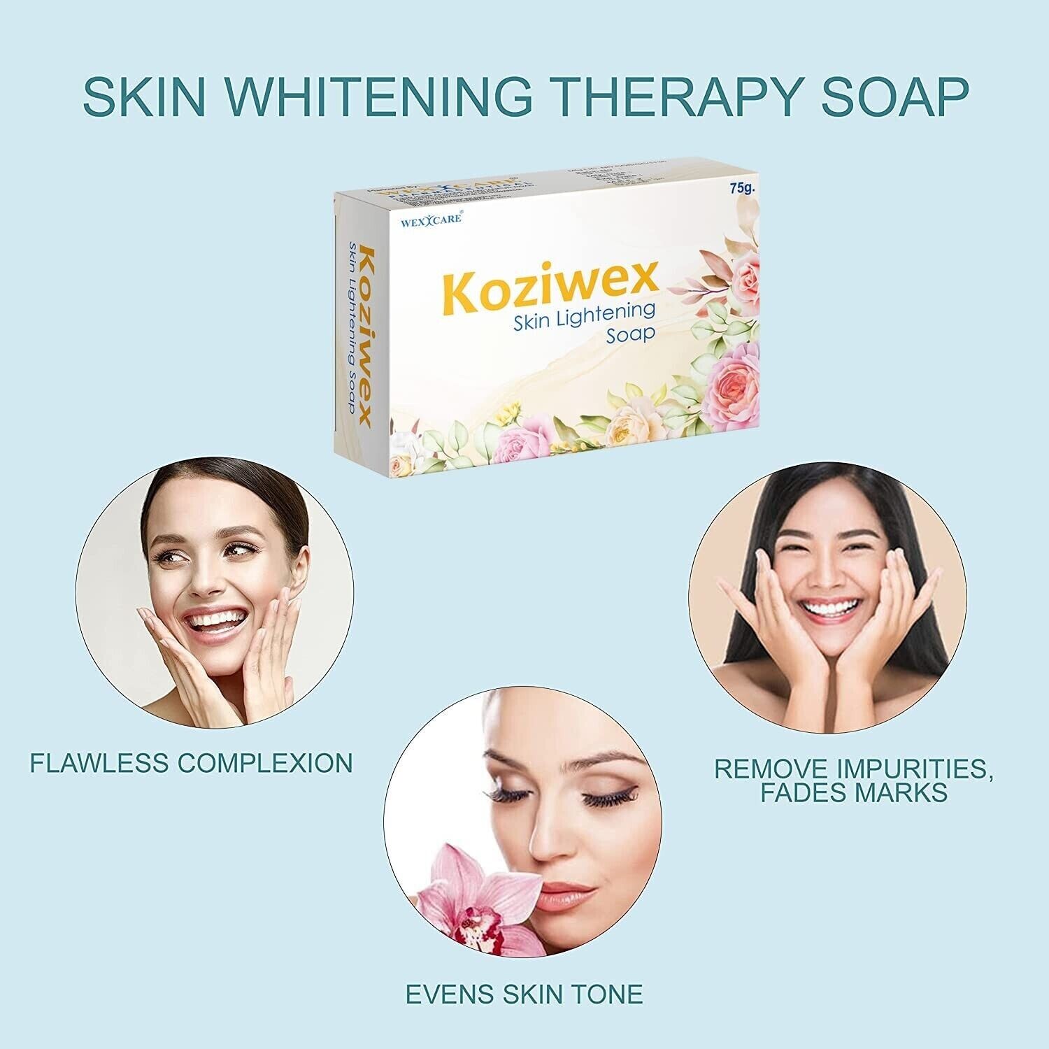Original Kojie San Skin Lightening Kojic Acid Soap 75gm x 3 NEW