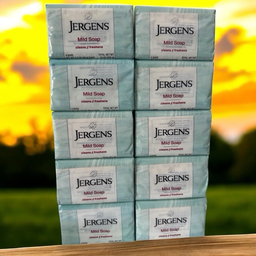 (10) Packs Jergens Mild Soap. 4-3.5oz Bars Per Pack. Total 40 BARS.FREE SHIPPING