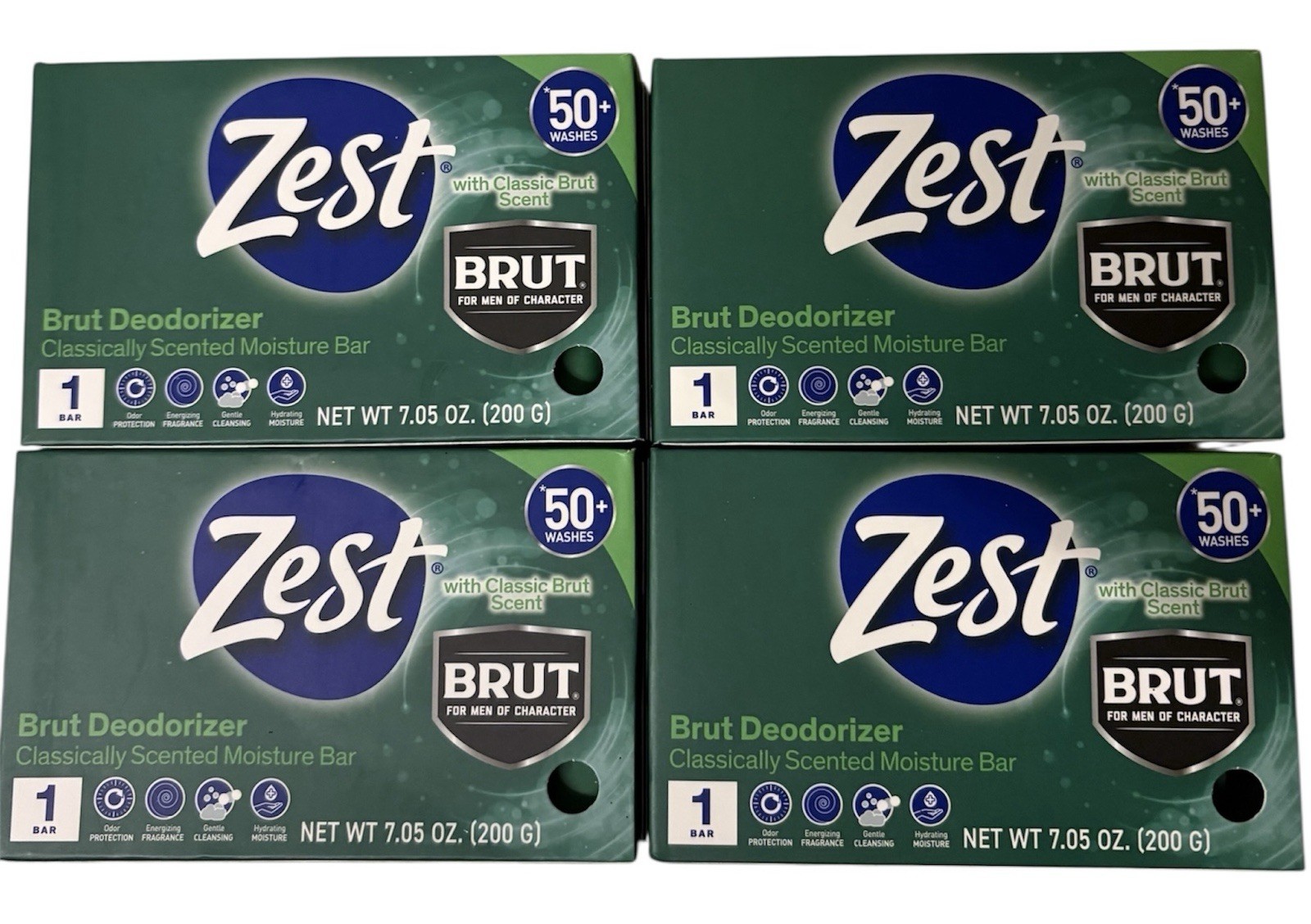 Zest Brut Deodorizer Classic Scent Moisture Bar Soap 7.05 oz. EA Lot Of 4 New