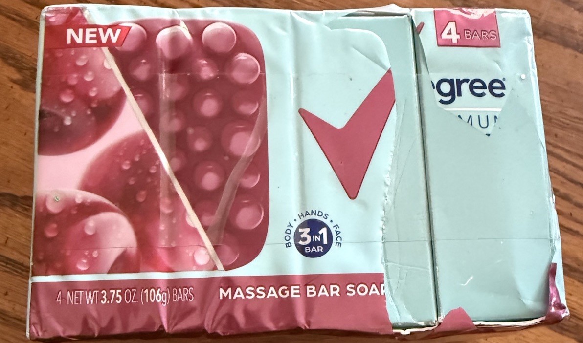Degree Maximum Recovery Massage Bar Soap Tart Cherry. Epsom Salt & Electrolytes.