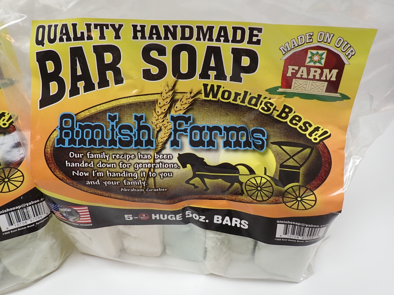 Amish Farms Bar Soap 15 Huge Bars 5oz Each Selling 3 Packs 5 Bars In Each Pack