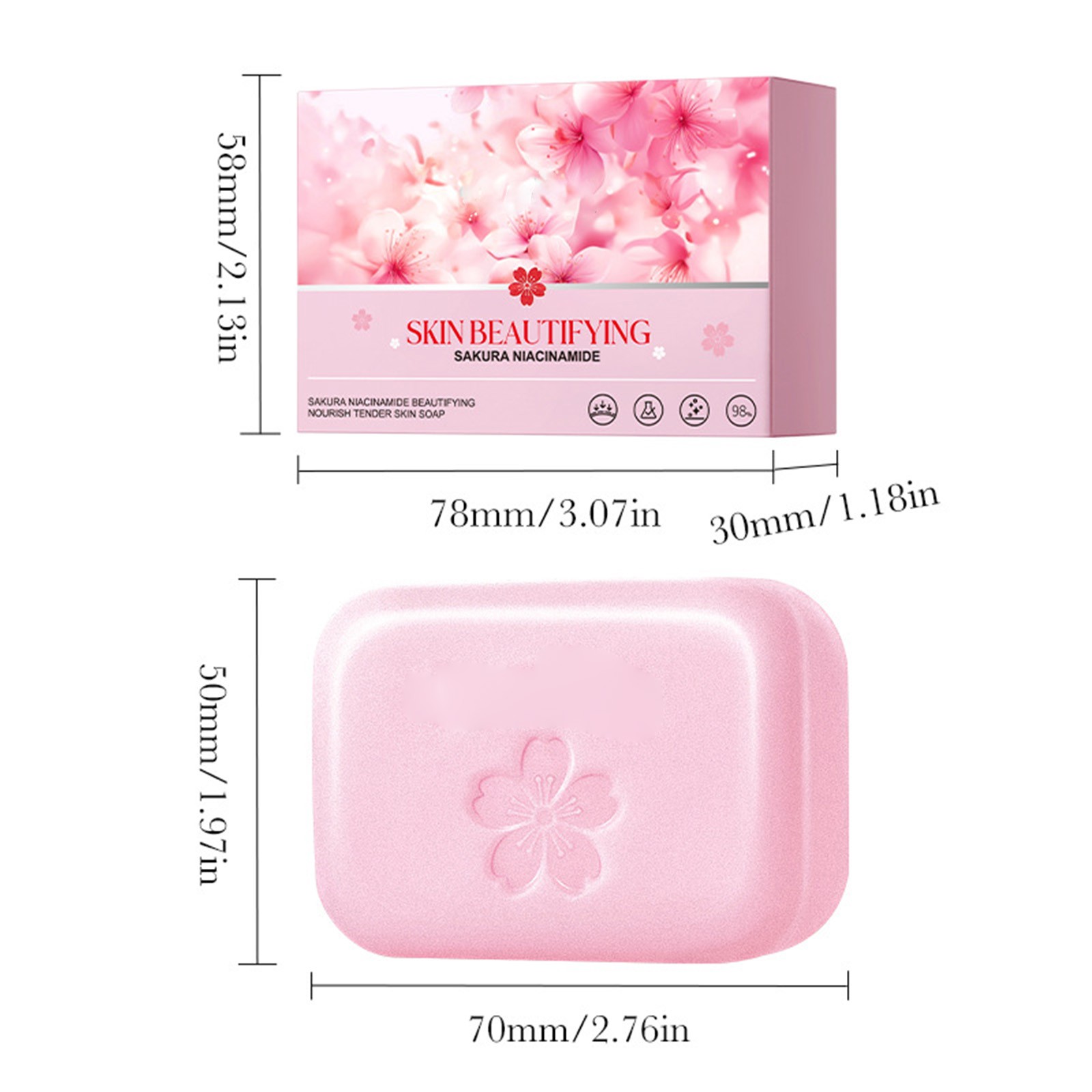 1Pcs Sakura Soap Bar With Foaming Net Daily Use Bath Soap Relieve Dryness 100g