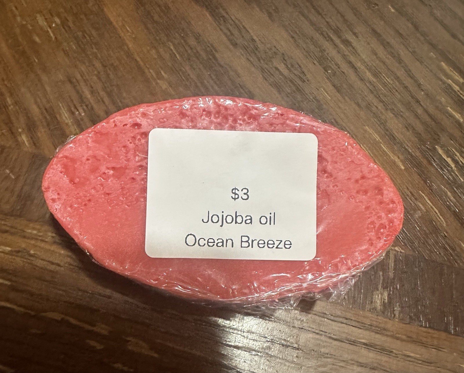 Homemade Ocean Breeze Jojoba Oil Handmade Oval Pink Body Soap Bar 3 oz