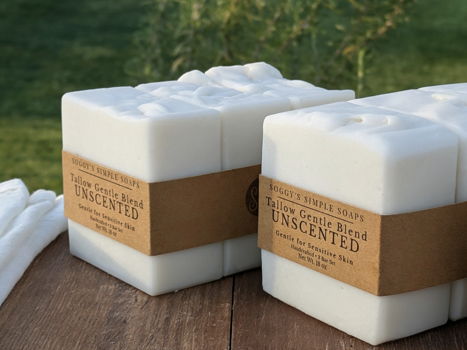 Unscented Tallow Soap 6 Bars – Sensitive Skin Natural Handmade Bar Soap
