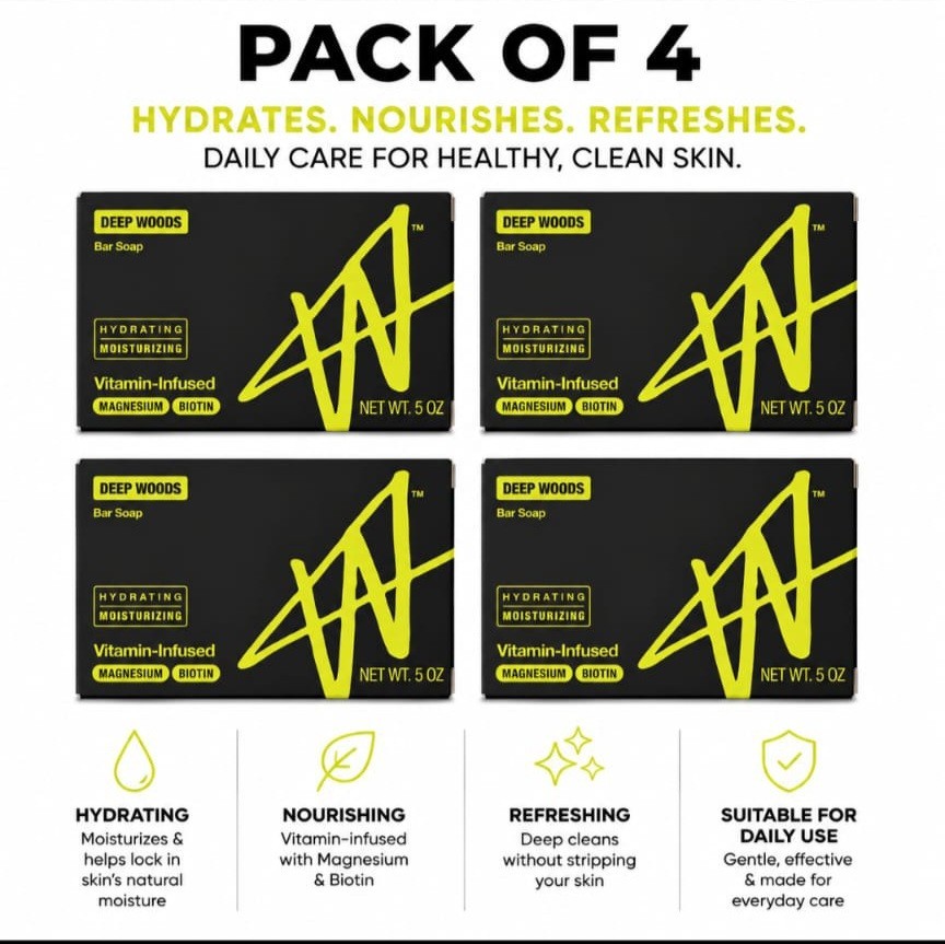 AA Deep Woods Hydrating Vitamin-Infused Bar Soap w/ Magnesium Biotin, 4x5oz