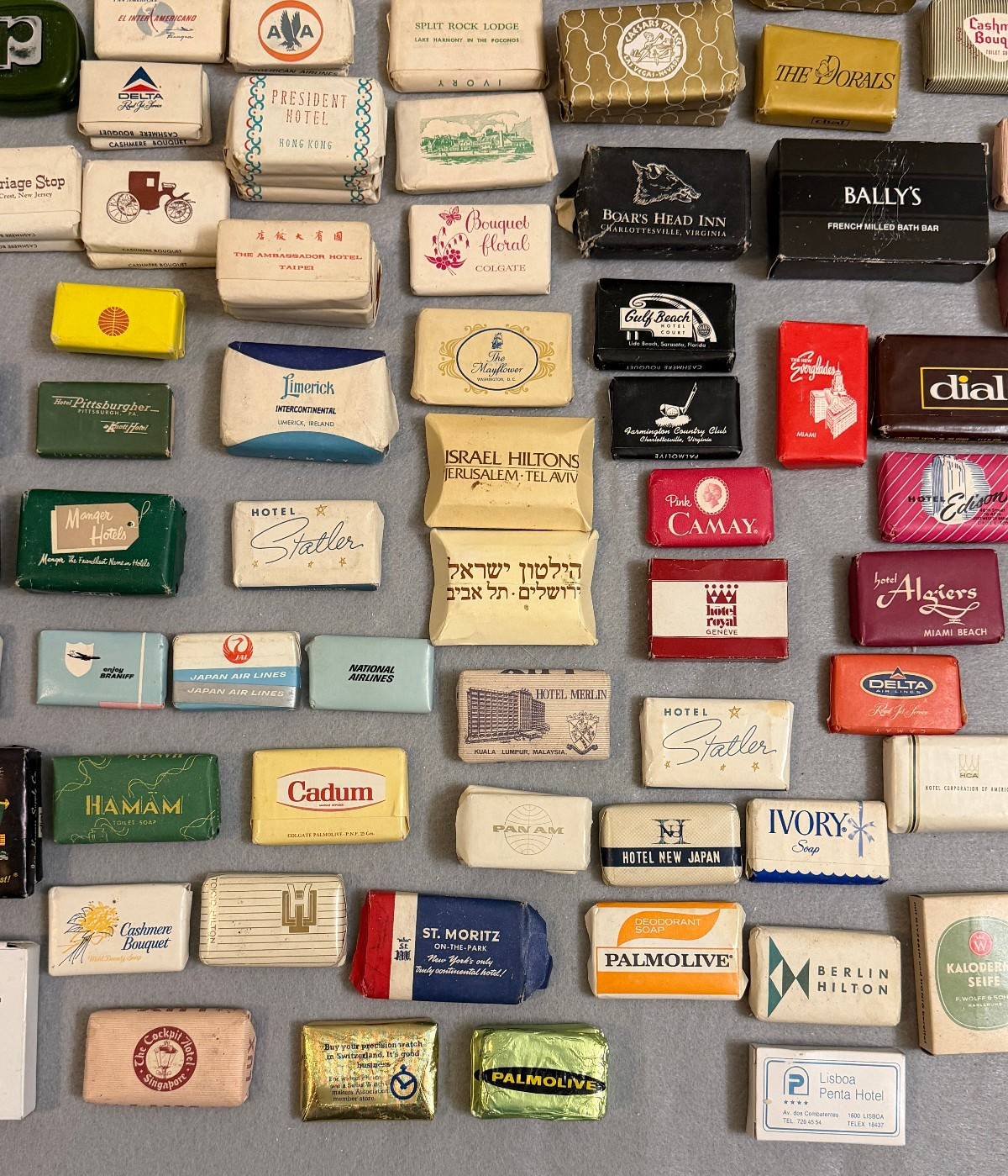 Large Vintage Lot 150+ Hotel Motel Airline Mini Bar Bath Soaps Around World Wide