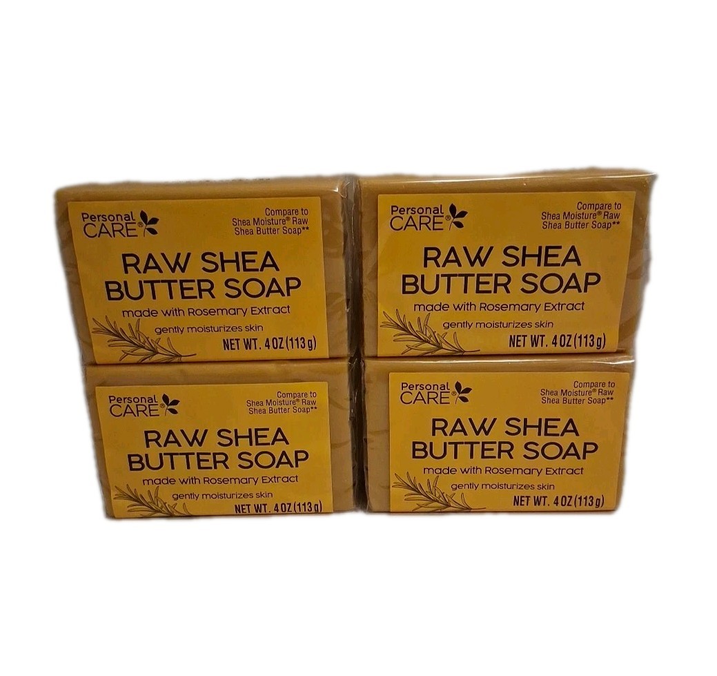 Personal Care Raw Shea Butter Soap, Rosemary Extract, Moisturizing 4 oz, 4pk
