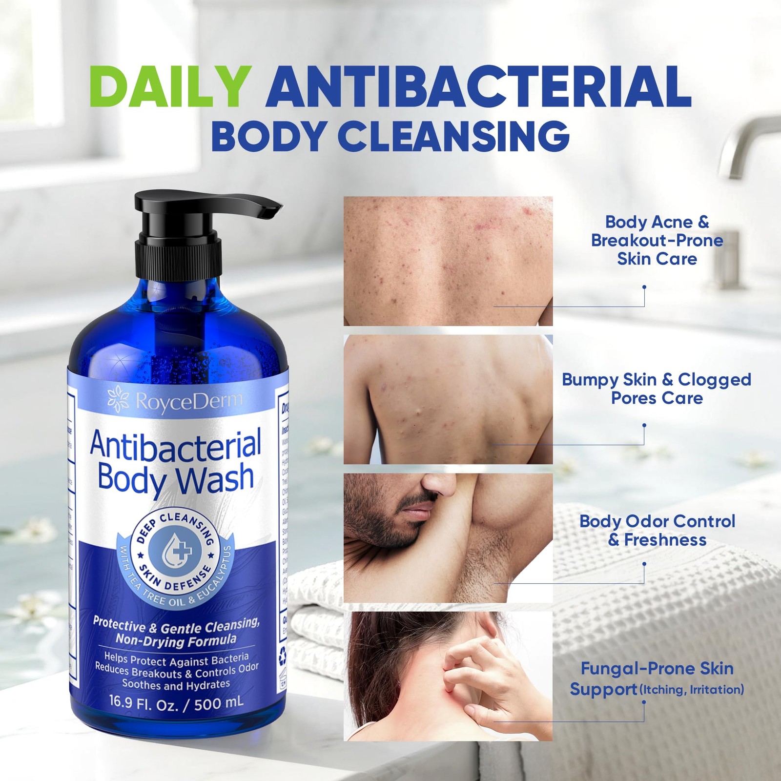 Roycederm Antibacterial & Antifungal Body Wash (16.9 16.9 Fl Oz (Pack of 1)