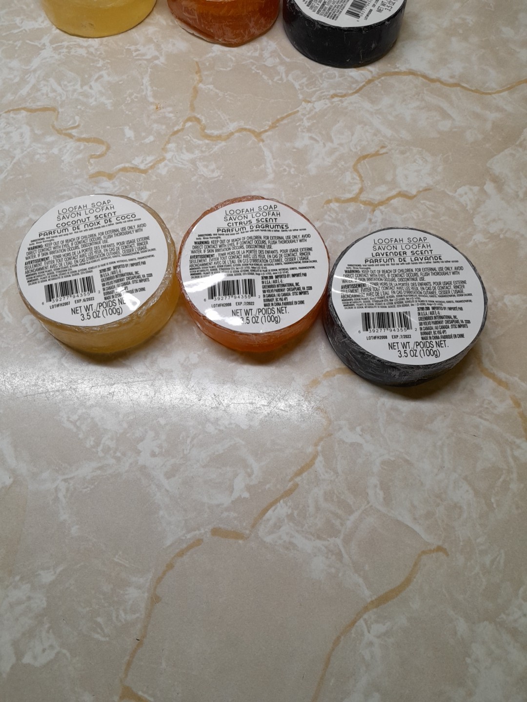 Loofah Soap Savon Bars Lavender Coconut Citrus Relaxing Sooth Exfoliating