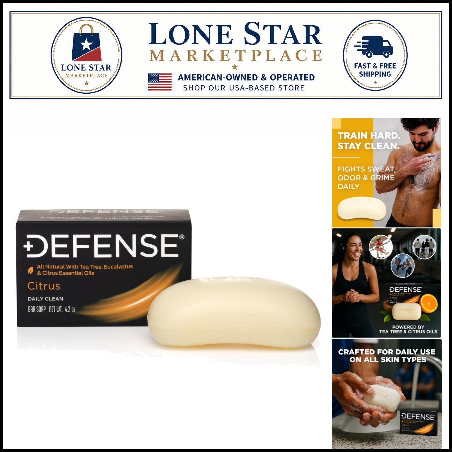 Triple Milled Citrus Bar Soap with Tea Tree & Eucalyptus – 4.2oz Power Cleanse