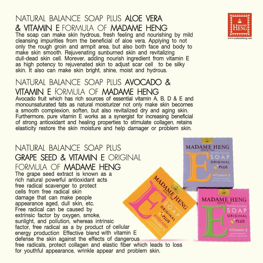 Madame Heng Vitamin C & E Soap Set 6x50g Herbal Natural Balance Thailand