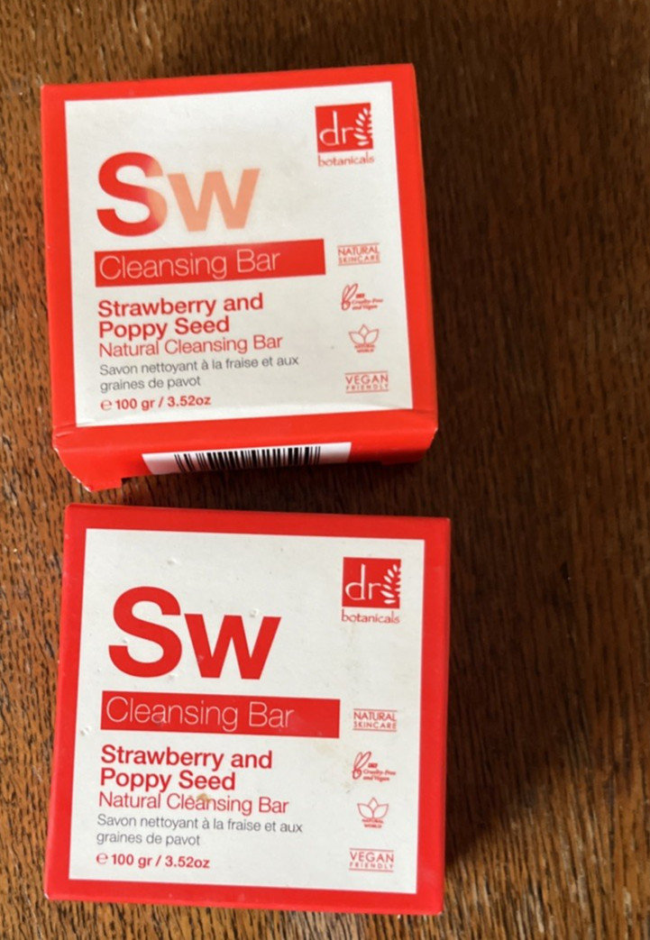 Dr Botanicals Sw Cleansing Bar Strawberry and Poppy Seed 3.52 oz NIB 2 Bars!