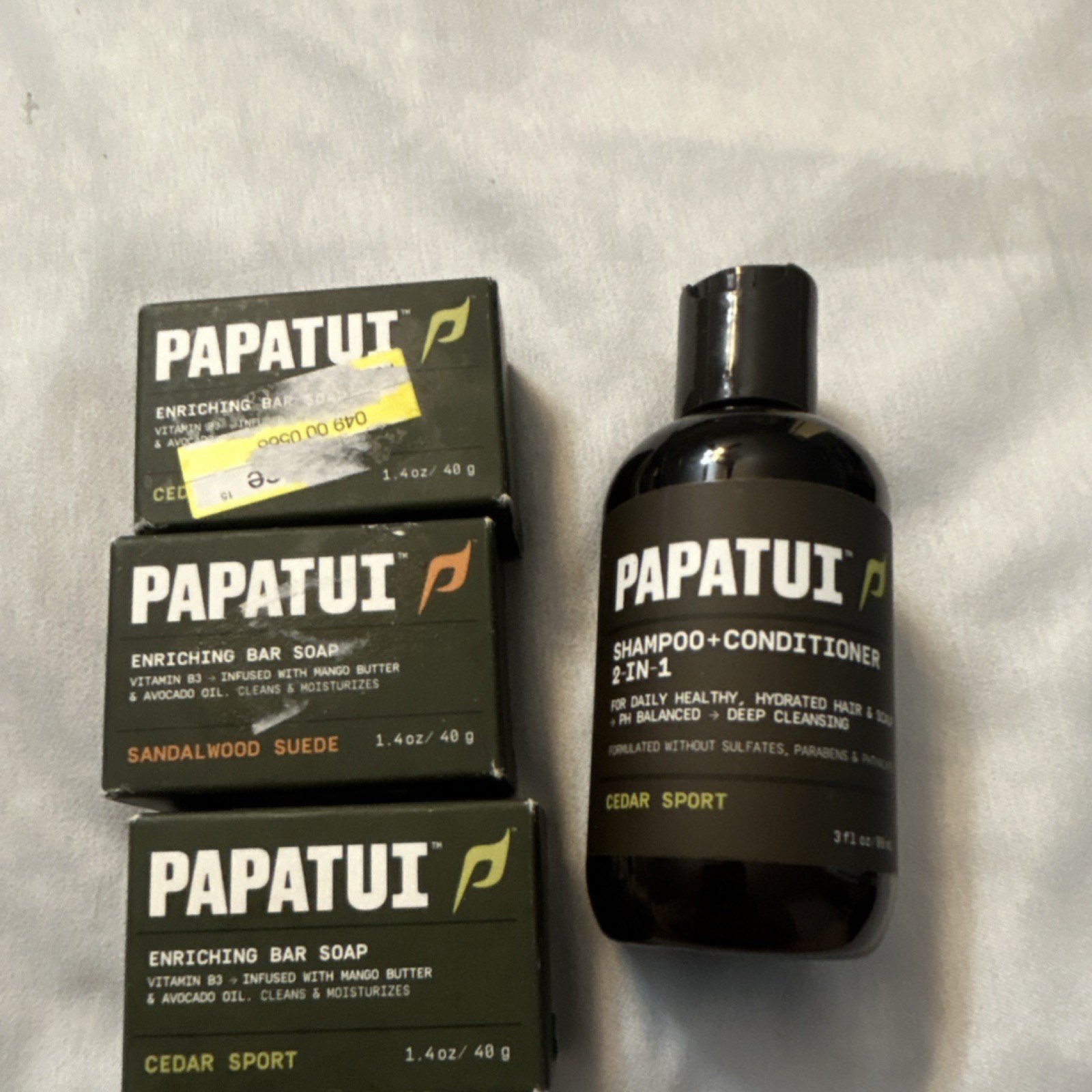 PAPATUI Enriching Moisturizing Bar Soap Cedar Sport Sandalwood Suede 1.4oz