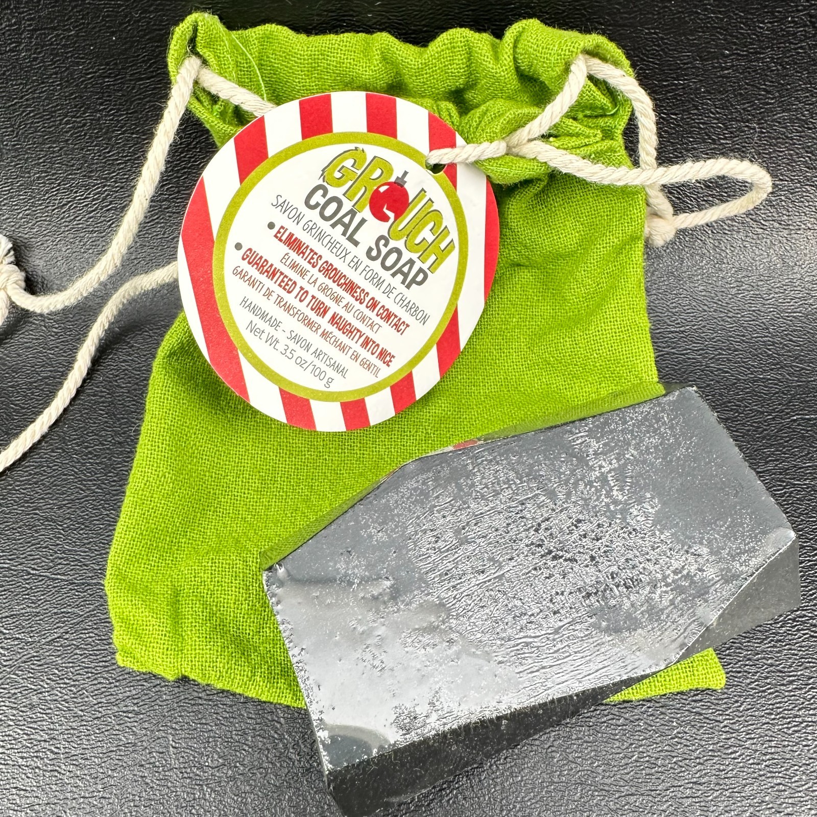 Grinch Bag of Coal Soap Charcoal Novelty Christmas Stocking Stuffer Secret Santa