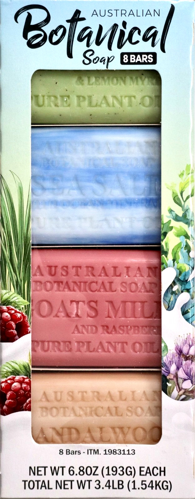 Australian Botanical Soap 8 Bars Variety Pack 6.8oz Each Plant Oil Base