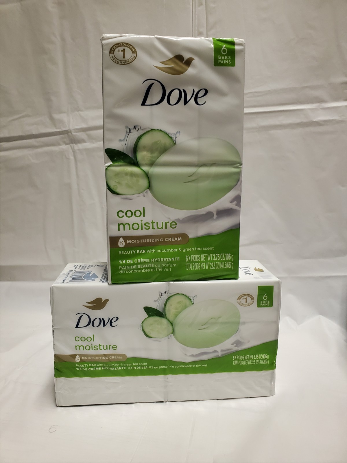 Dove Cool Moisture Beauty Bar Soap Cucumber & Green Tea 6 Pack 3.75oz Each
