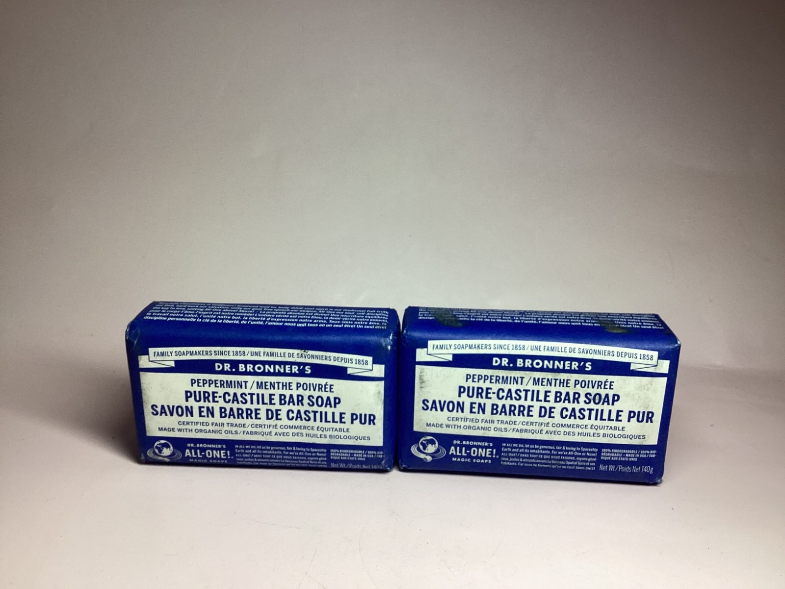 Lot of 2 Dr Bronner’s All-One HEMP PEPPERMINT Soap Bar 5oz
