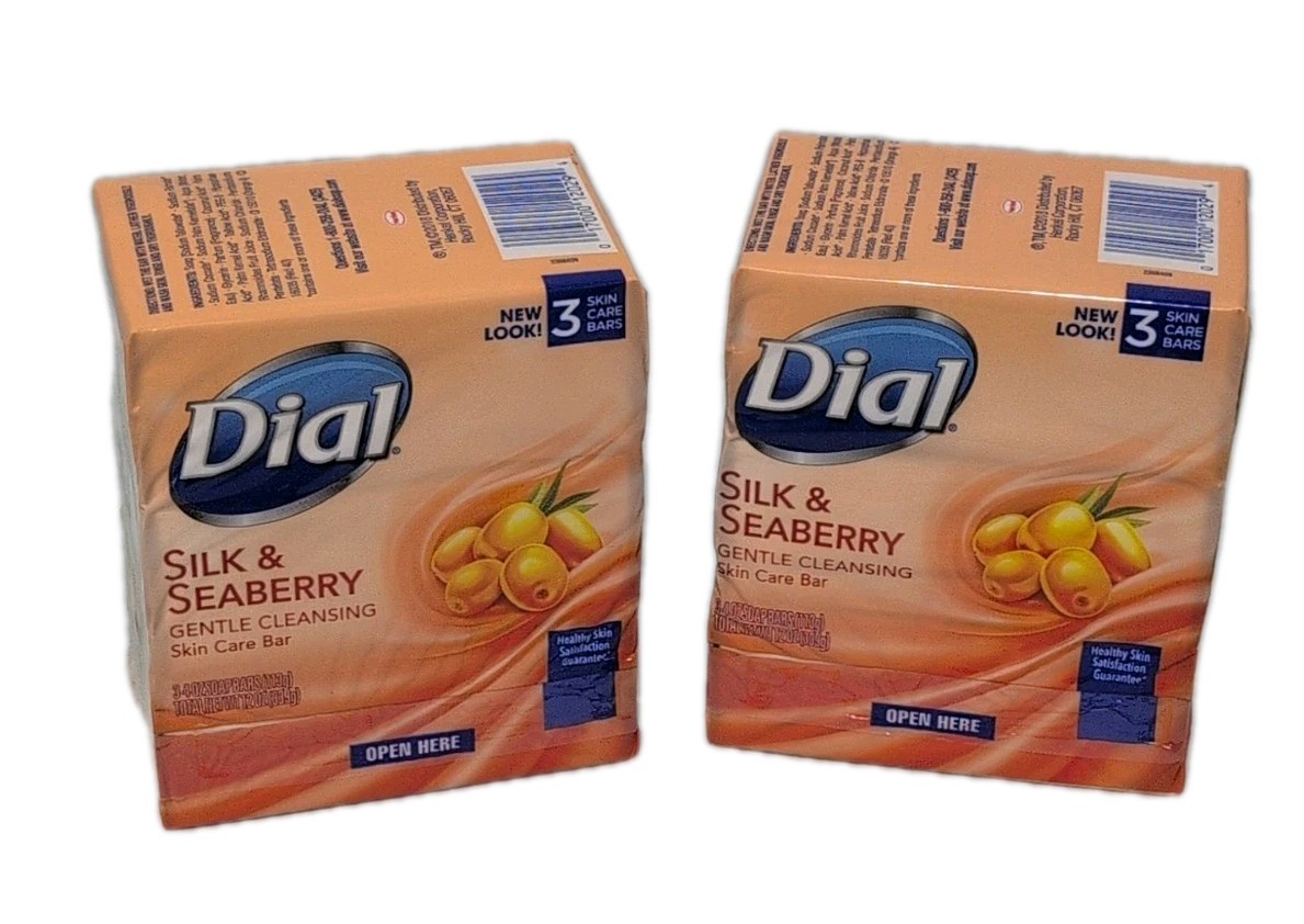 Dial Silk Seaberry Bar Soap 6 Bars 4oz ea Gentle Cleansing Skin Care HTF Rare