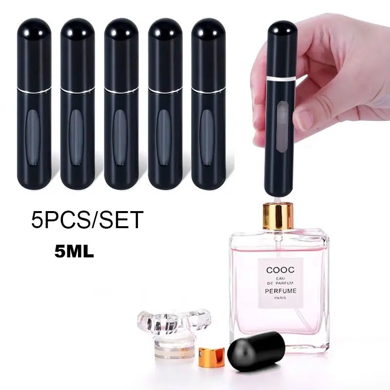 5PCS 5ml Mini Refillable Perfume Spray Bottle Travel Atomizer Container