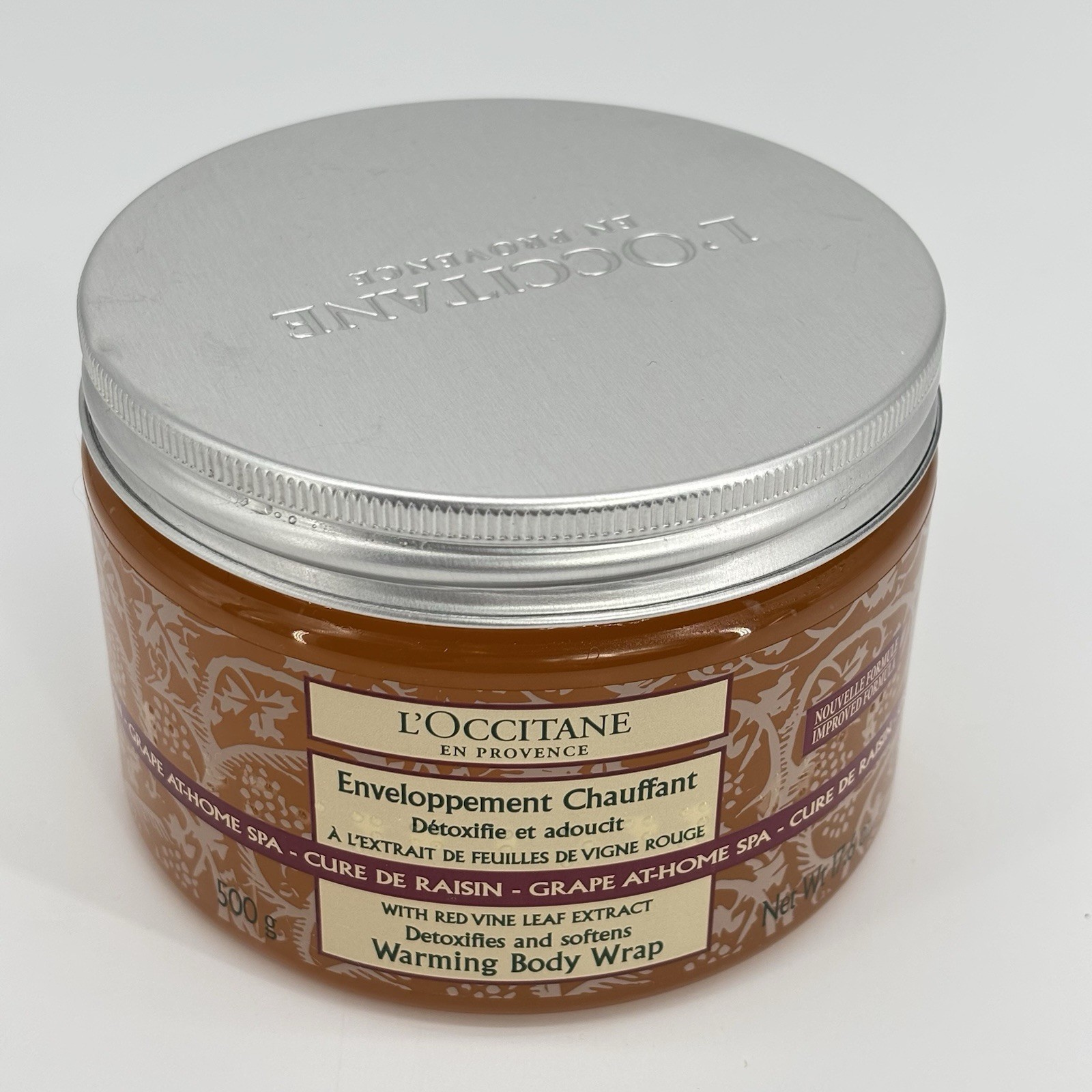 L’Occitane Grape At Home Spa Red Vine Leaf Warming Body Wrap 17.6 oz NEW