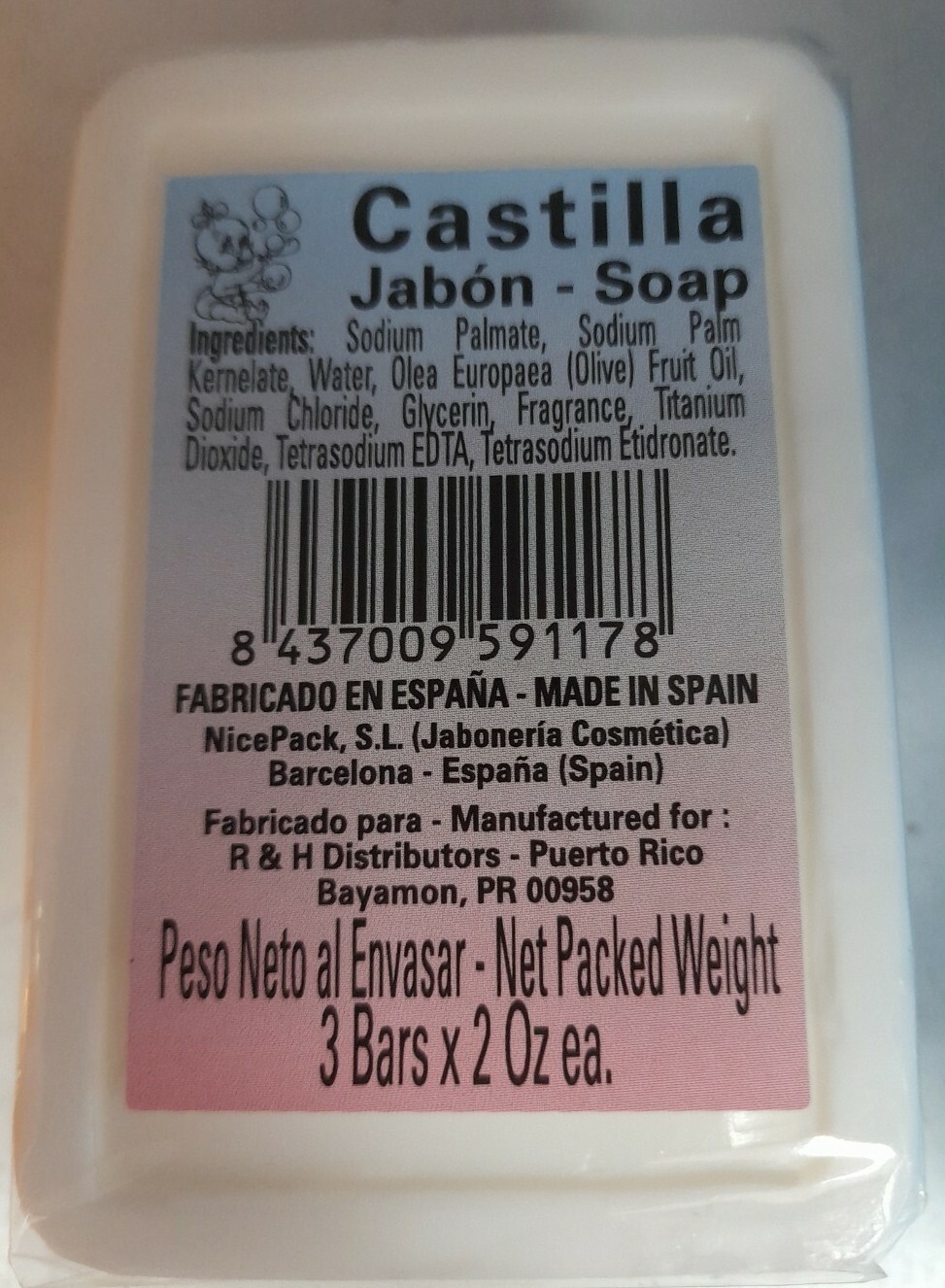 New 3 Jabon Castilla Castile Soap Bars BABY Made in Spain 2 oz Each