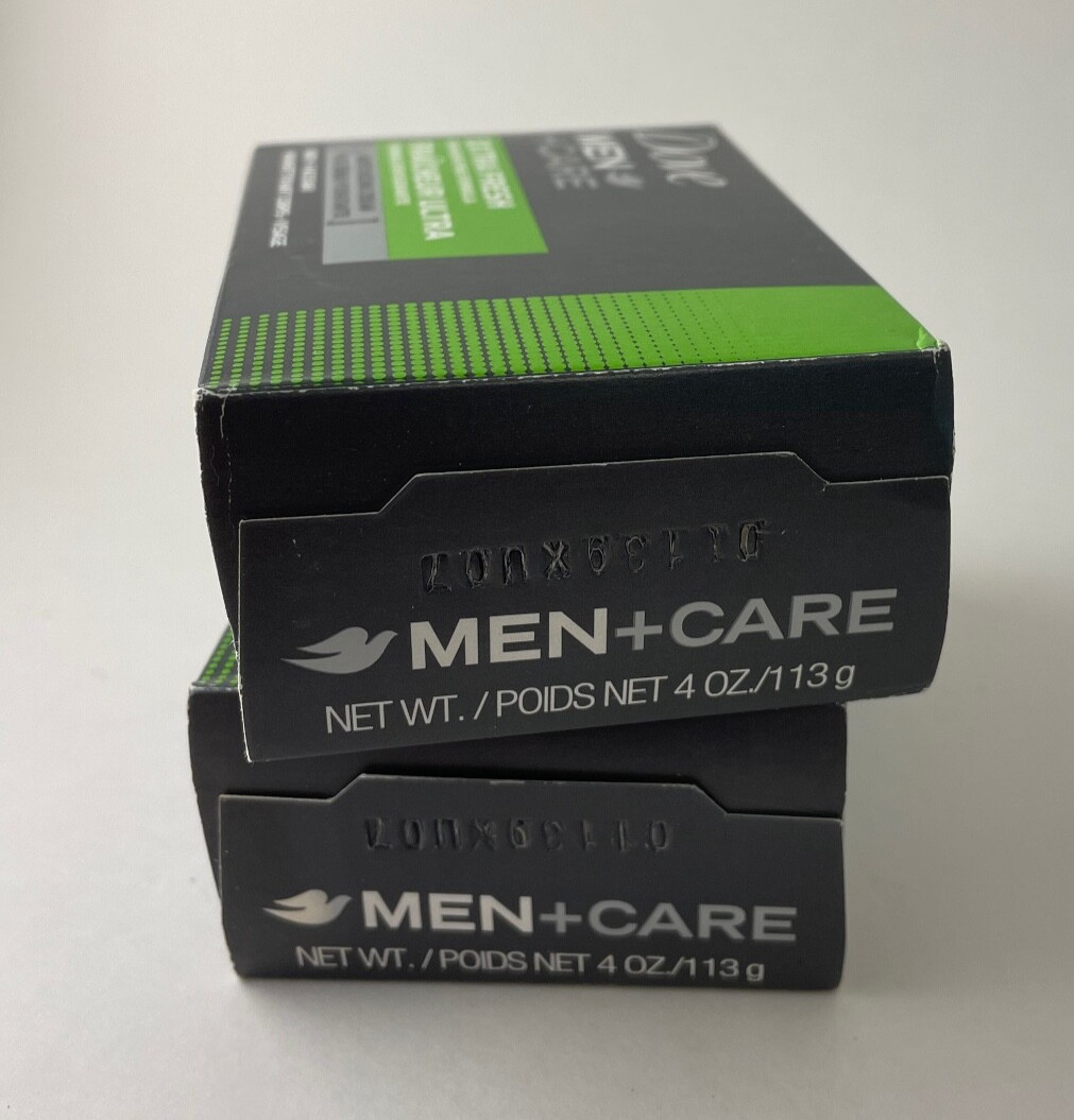 Lot of 2 Dove Body/Face Bar Soap Men + Care Extra Fresh 4 oz. NEW in box