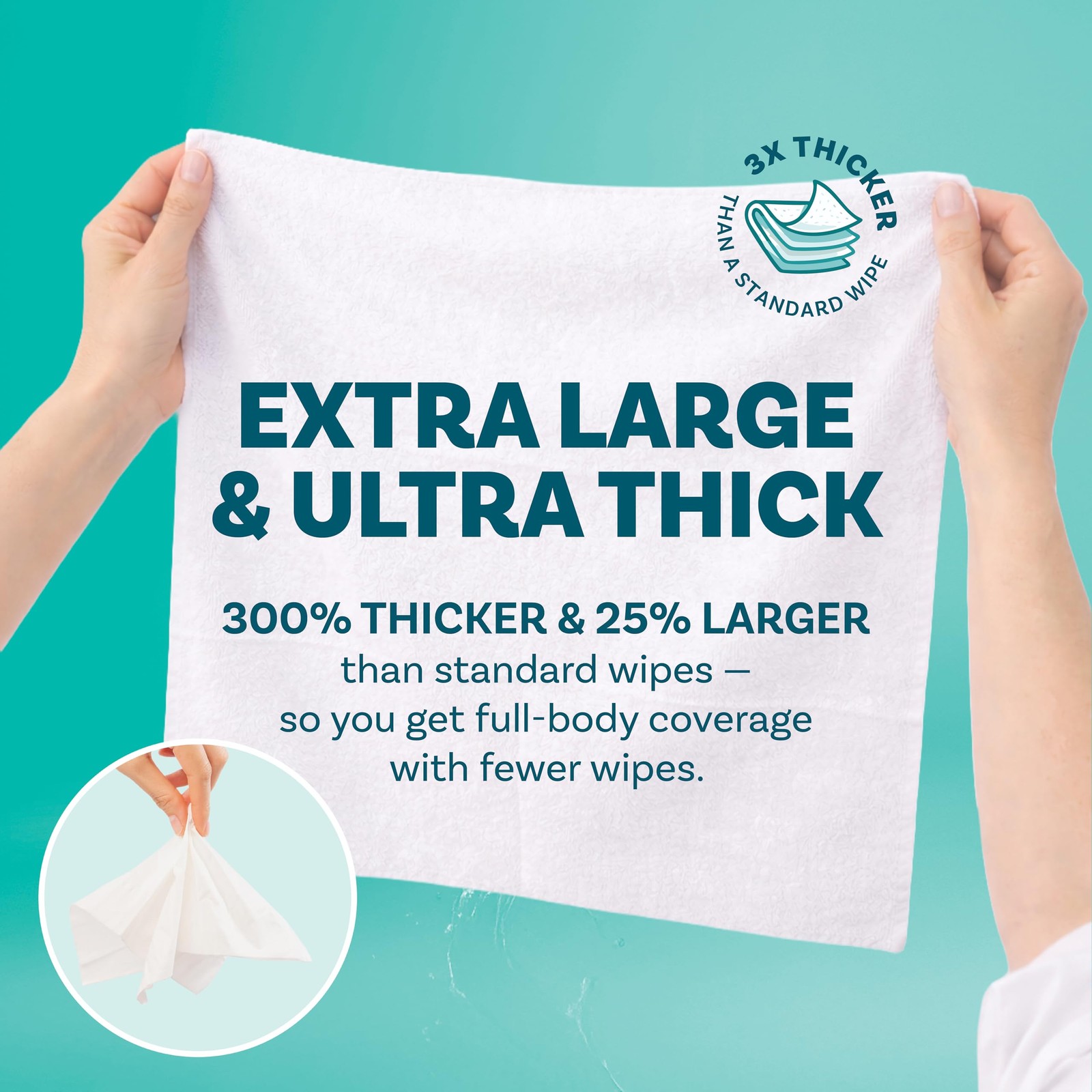 Extra Large Bath Wipes for Adults Bathing No Rinse – 80 Ultra Thick Disposabl…