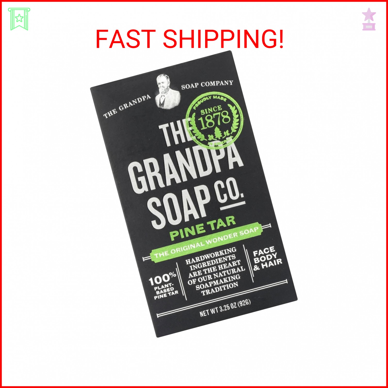 Grandpas Pine Tar Soap 4.25 Ounce Bar