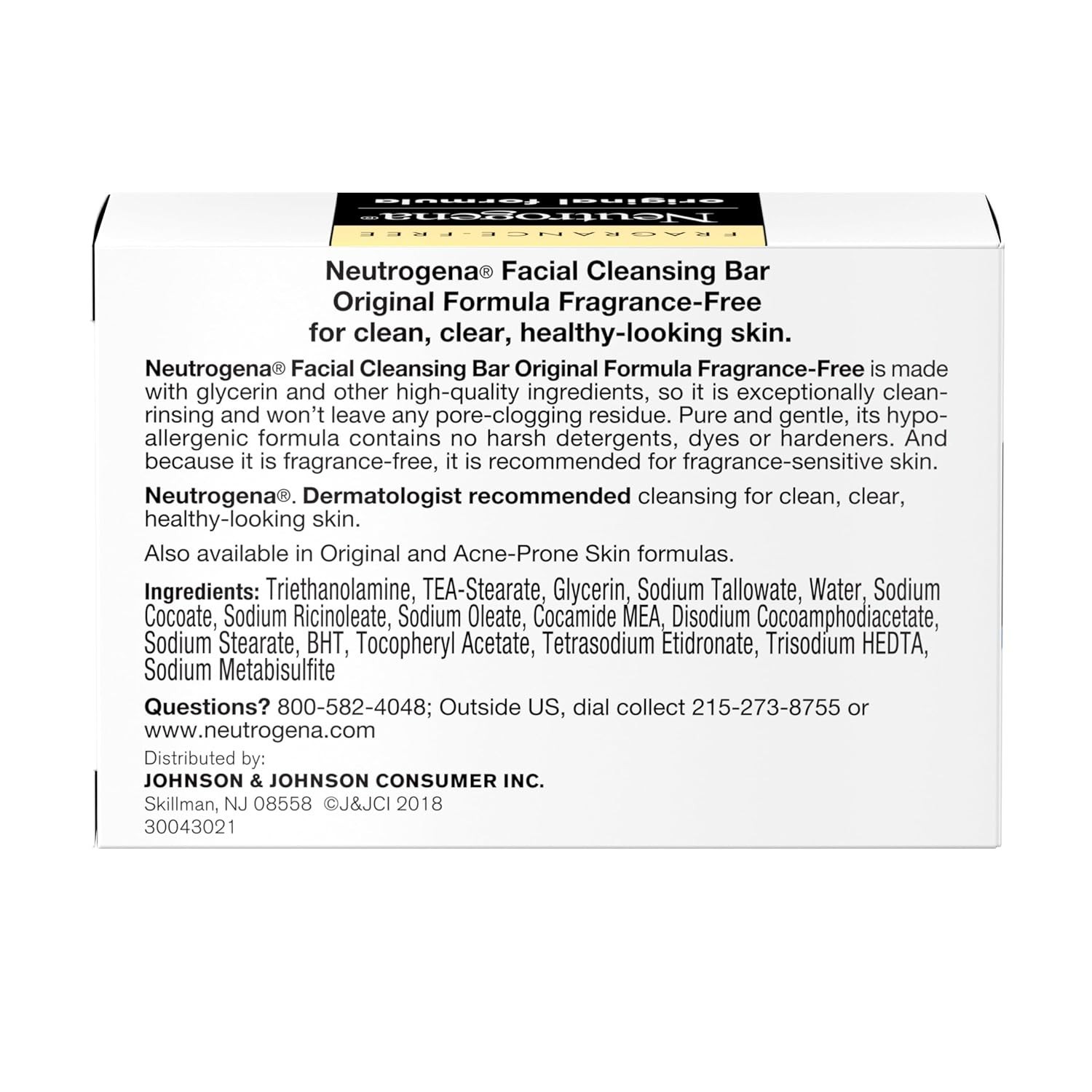 3.5 oz Neutrogena Facial Cleansing Bar, Hypoallergenic & Pore-Cleaning Formula