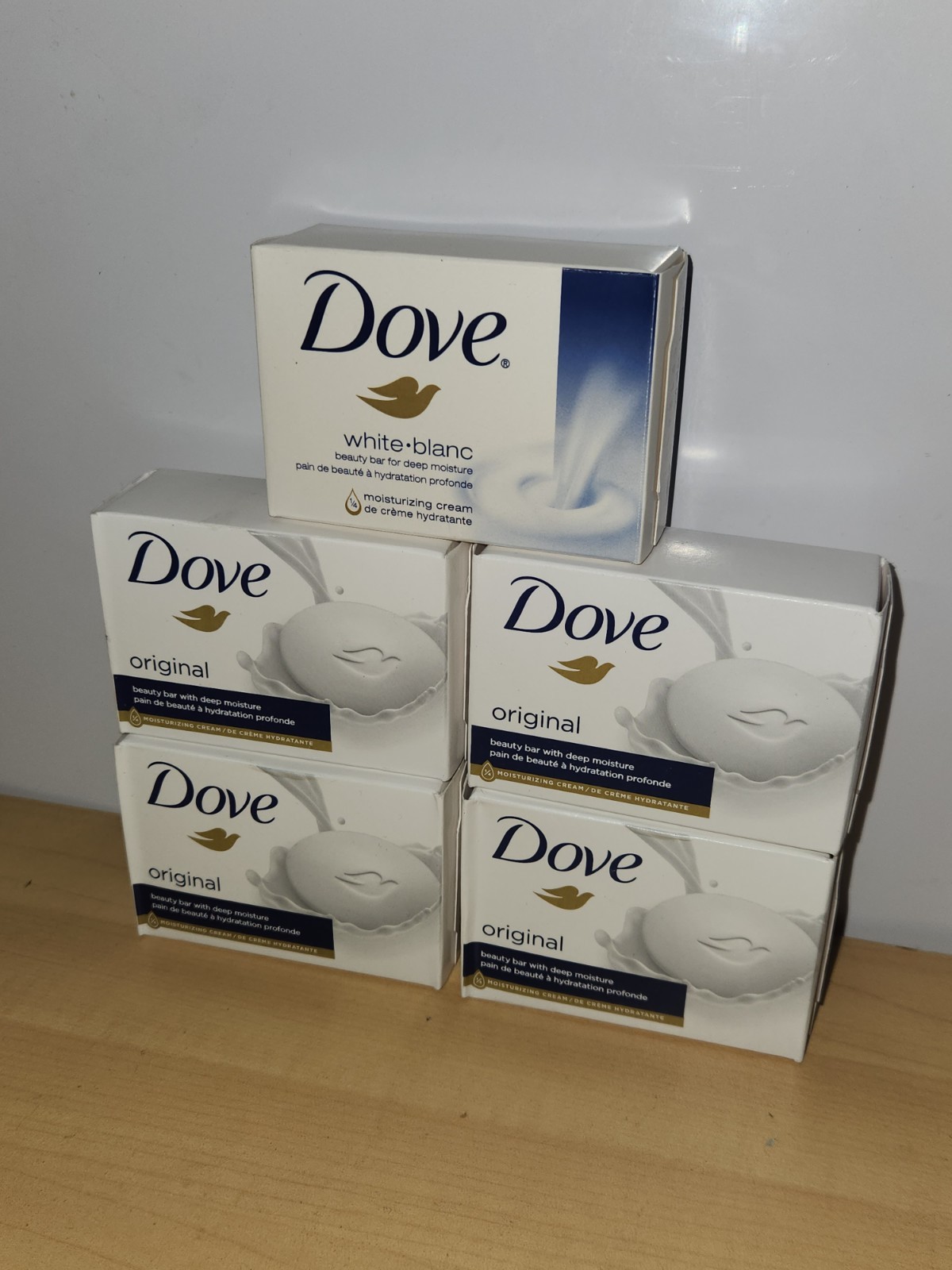Lot Of 5 Dove Original Beauty Bar With Deep Moisturizing Cream~NEW