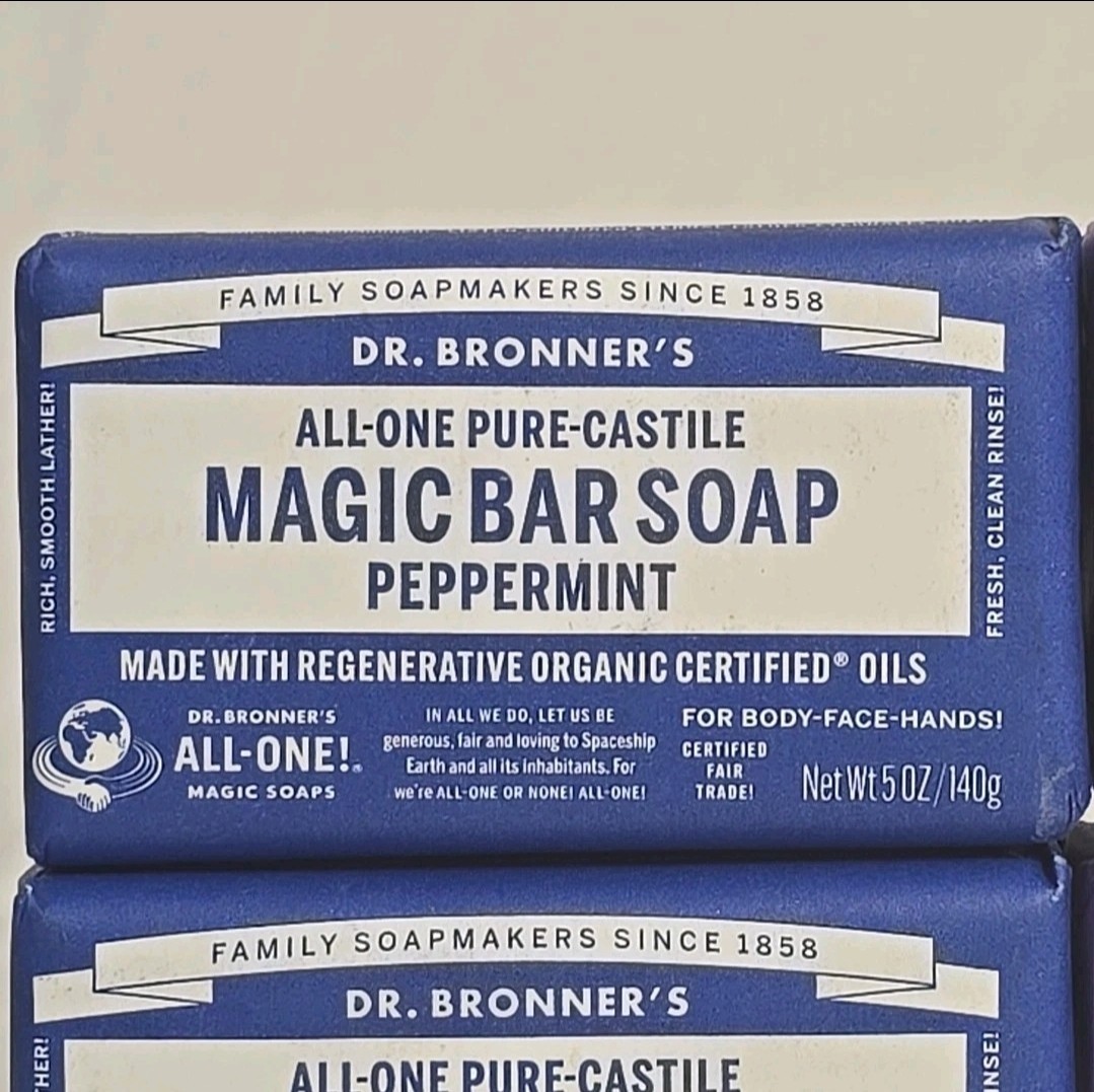 Dr. Bronner’s Pure-Castile Magic Peppermint Lavender Unscented Soap Bars 6-PACK